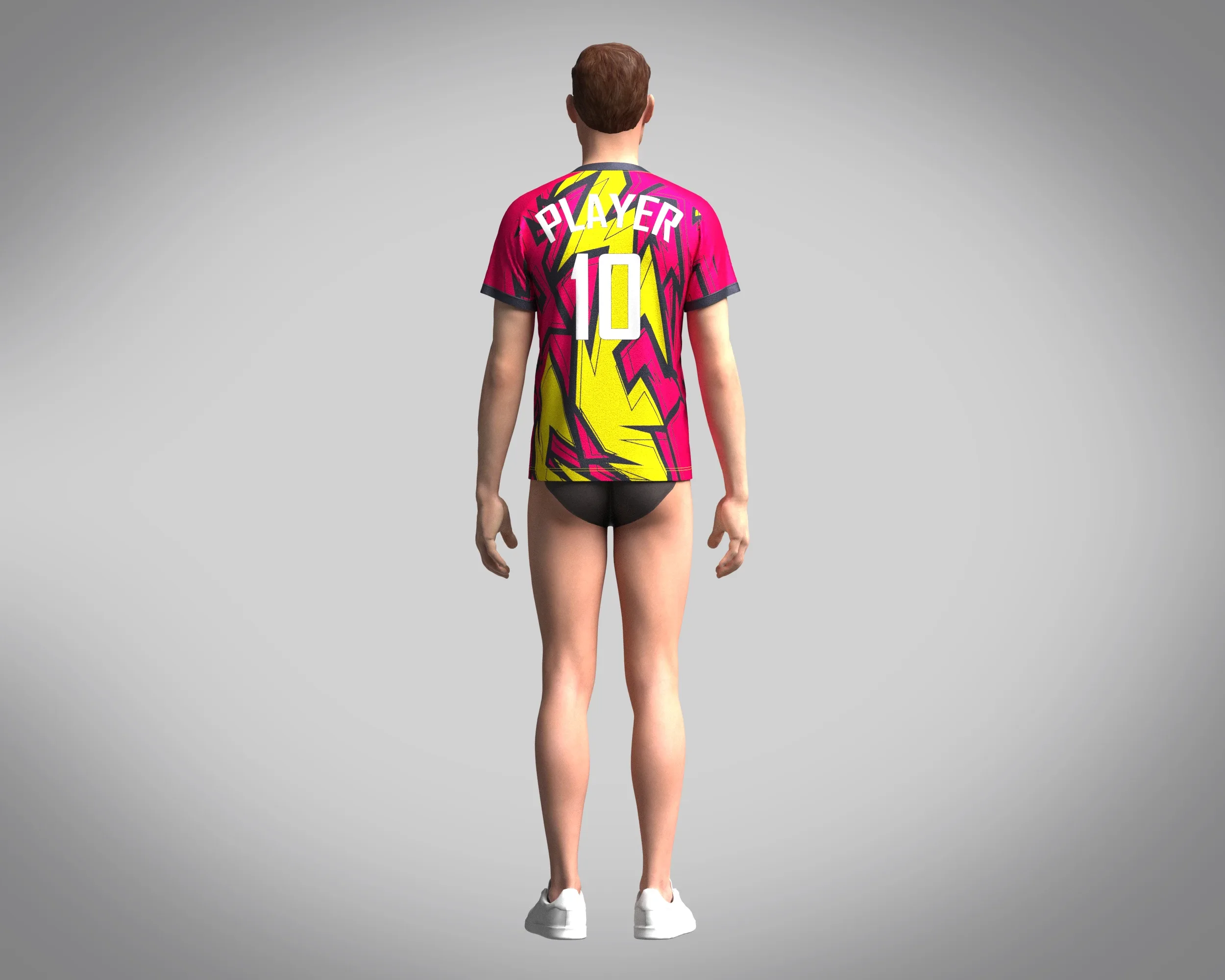 Mens Soccer Hot Pink and Yellow Jersey Player-10 | Marvelous / Clo3d / obj / fbx