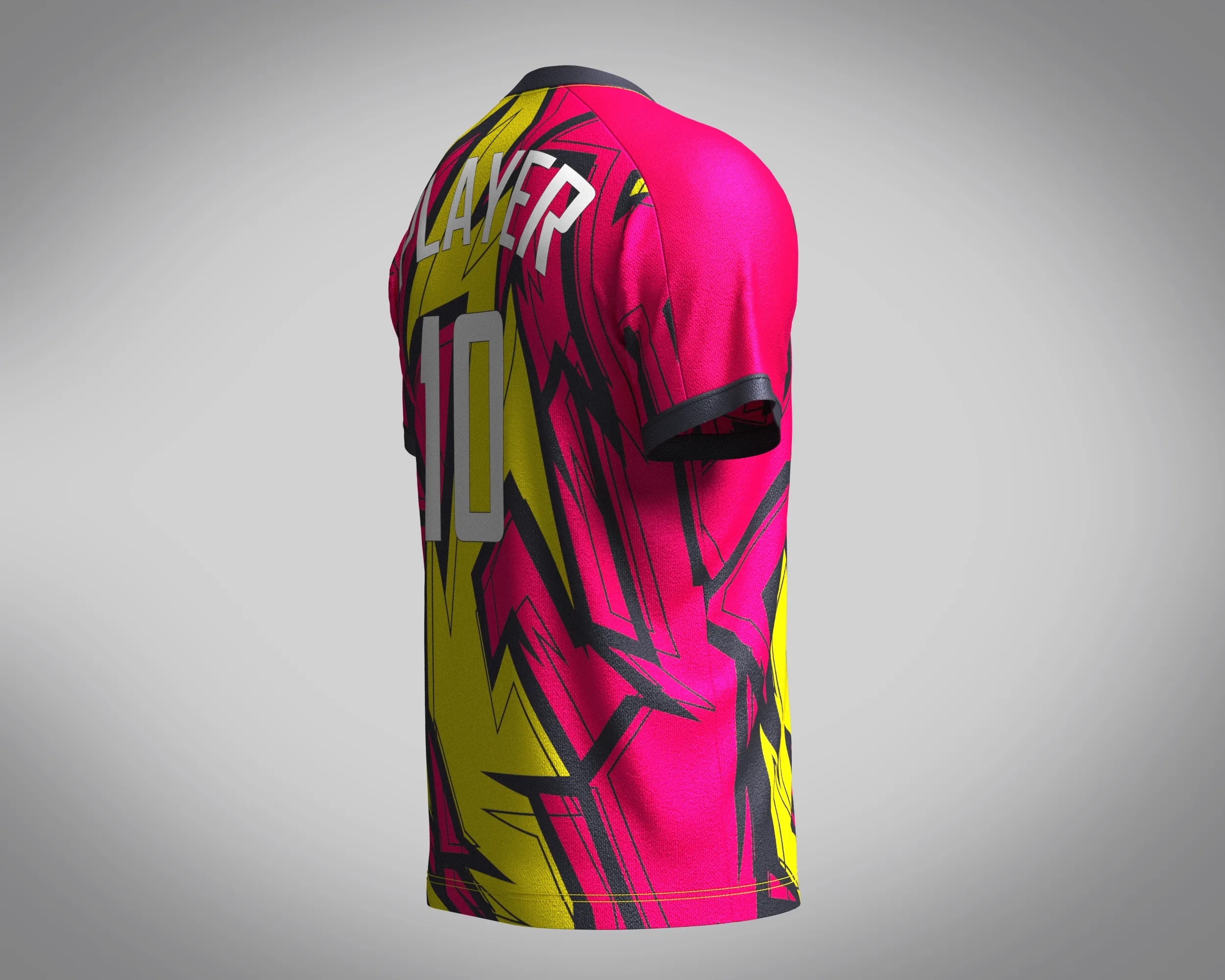 Mens Soccer Hot Pink and Yellow Jersey Player-10 | Marvelous / Clo3d / obj / fbx