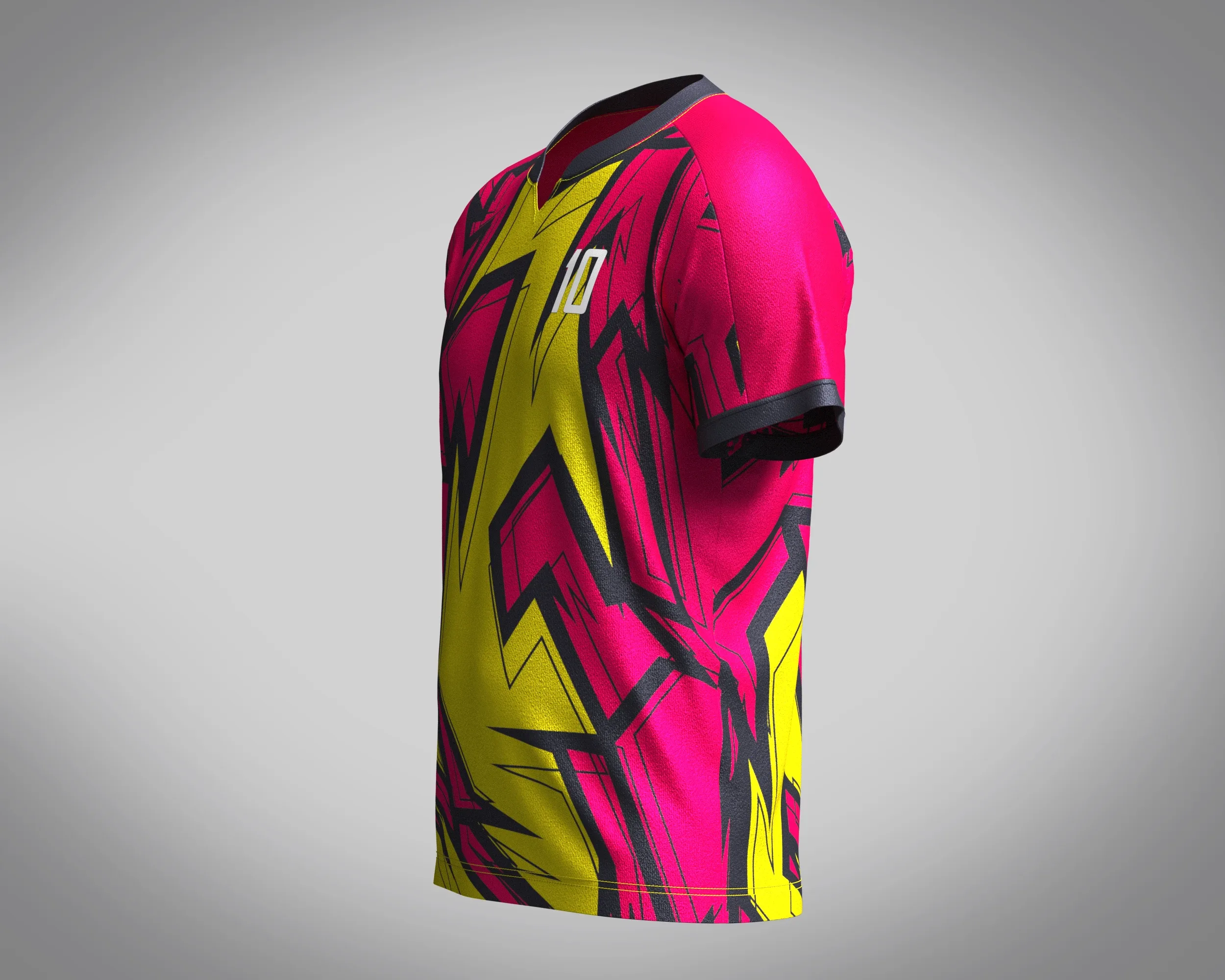 Mens Soccer Hot Pink and Yellow Jersey Player-10 | Marvelous / Clo3d / obj / fbx