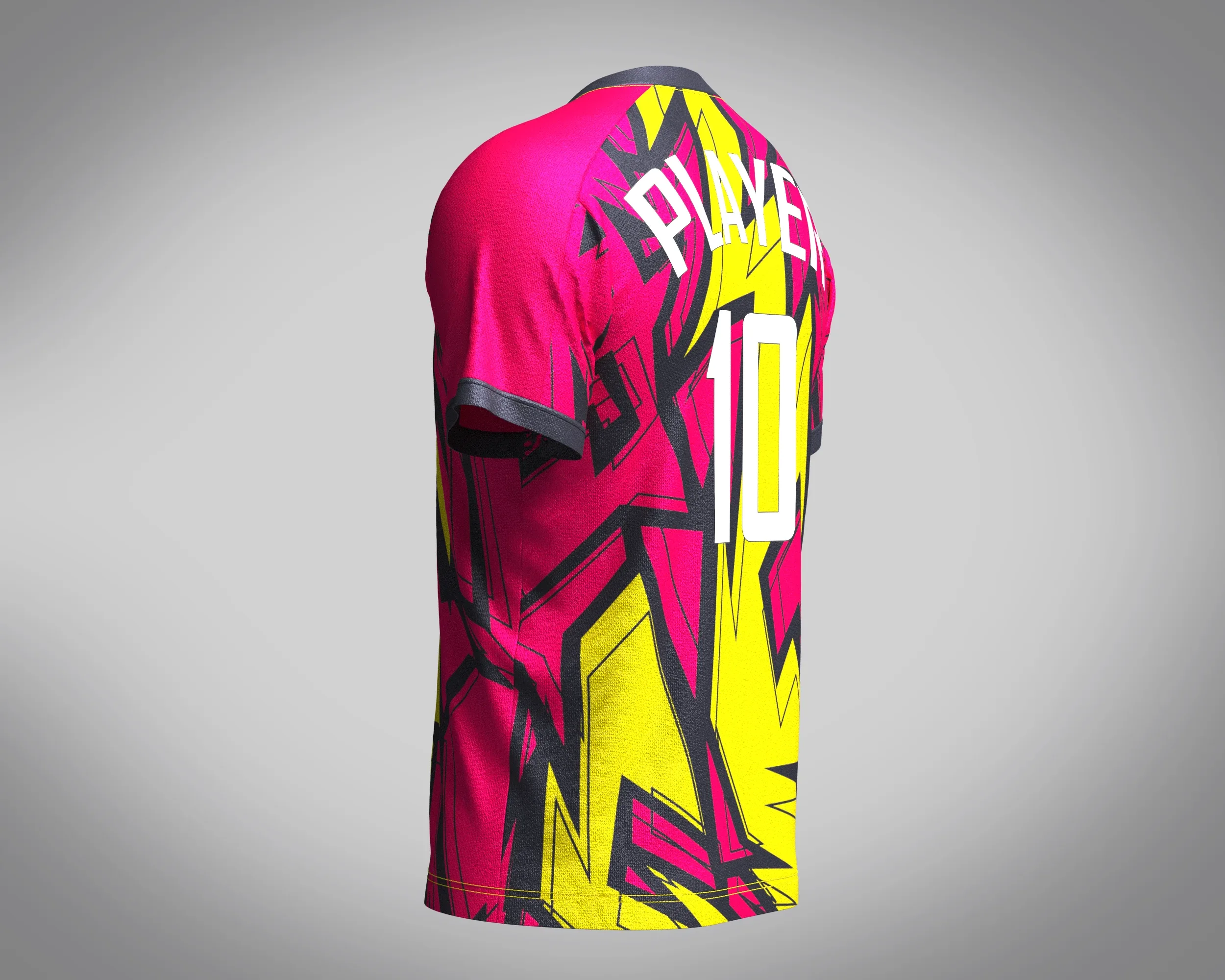 Mens Soccer Hot Pink and Yellow Jersey Player-10 | Marvelous / Clo3d / obj / fbx