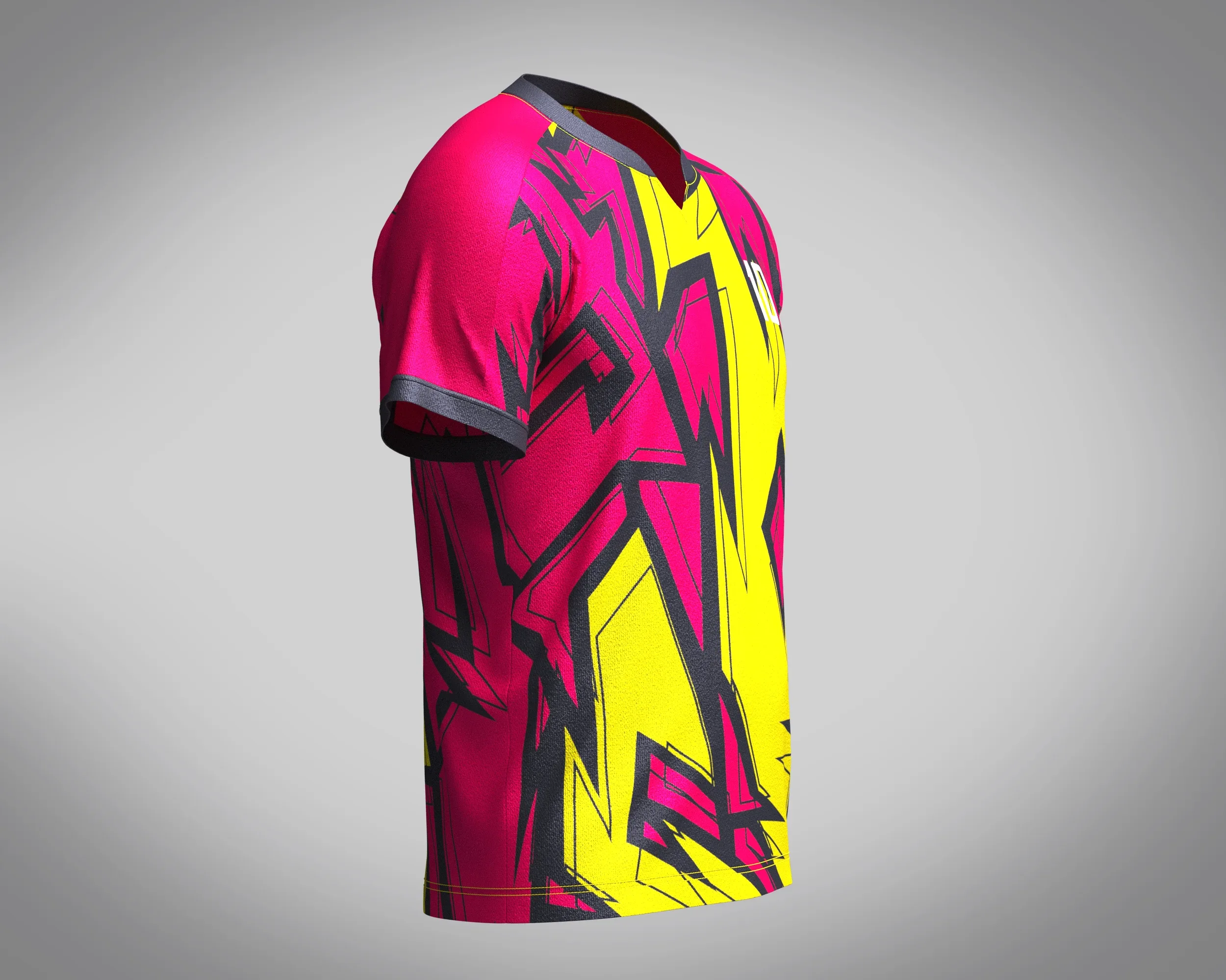 Mens Soccer Hot Pink and Yellow Jersey Player-10 | Marvelous / Clo3d / obj / fbx