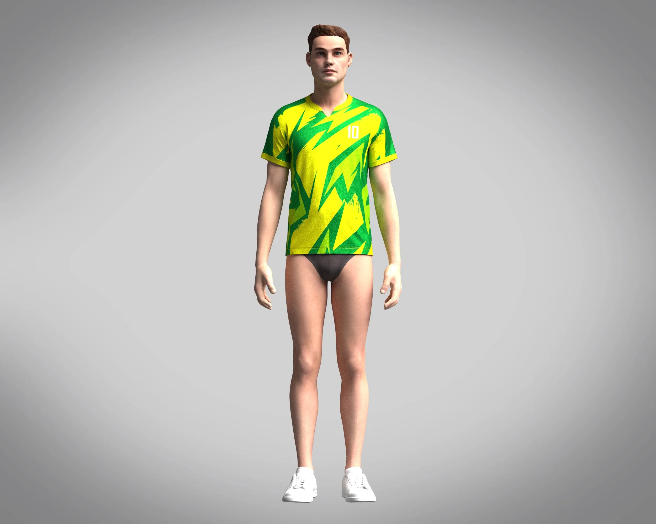 Mens Soccer Multi color Green and yellow Jersey Player-10 | Marvelous / Clo3d / obj / fbx