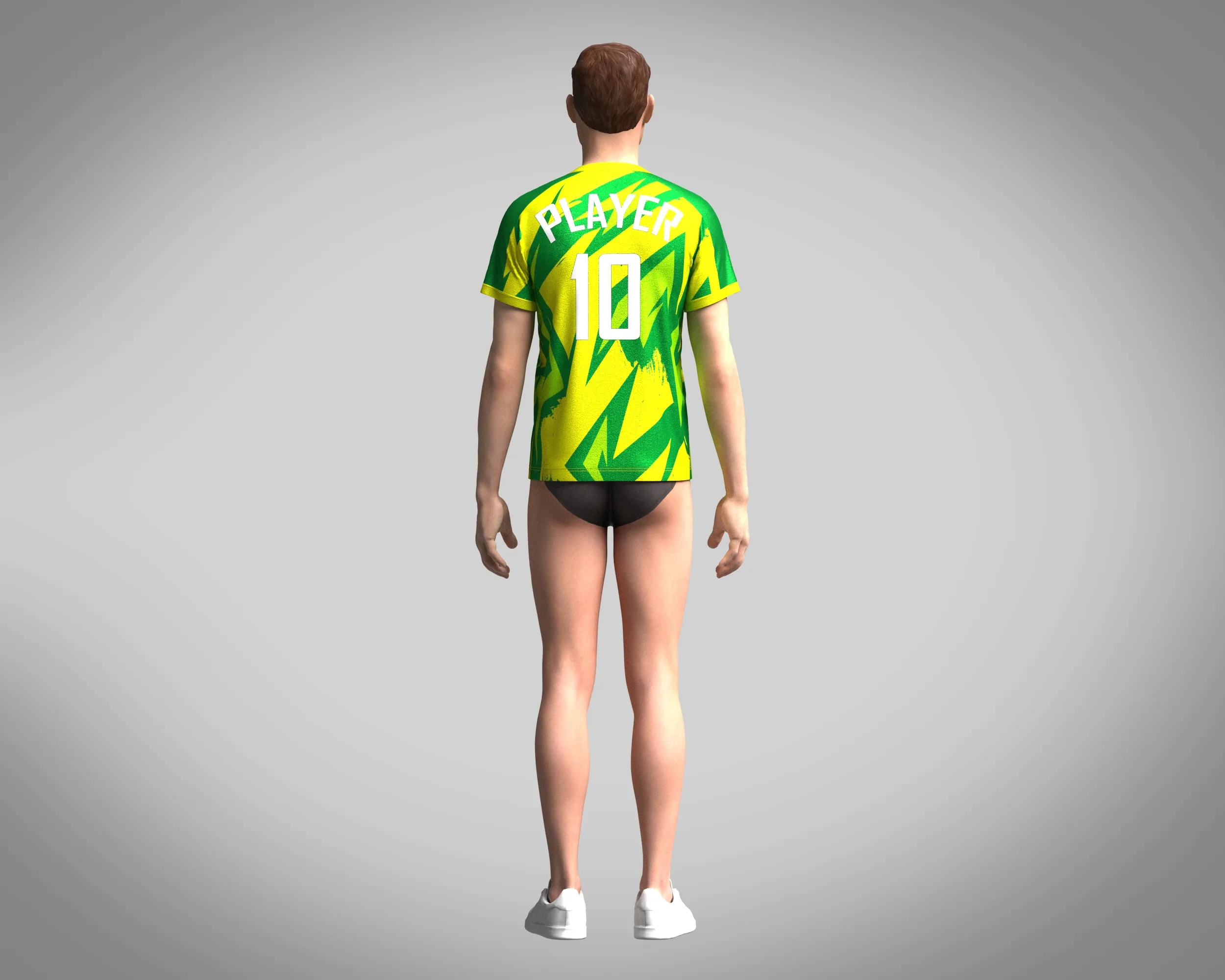 Mens Soccer Multi color Green and yellow Jersey Player-10 | Marvelous / Clo3d / obj / fbx