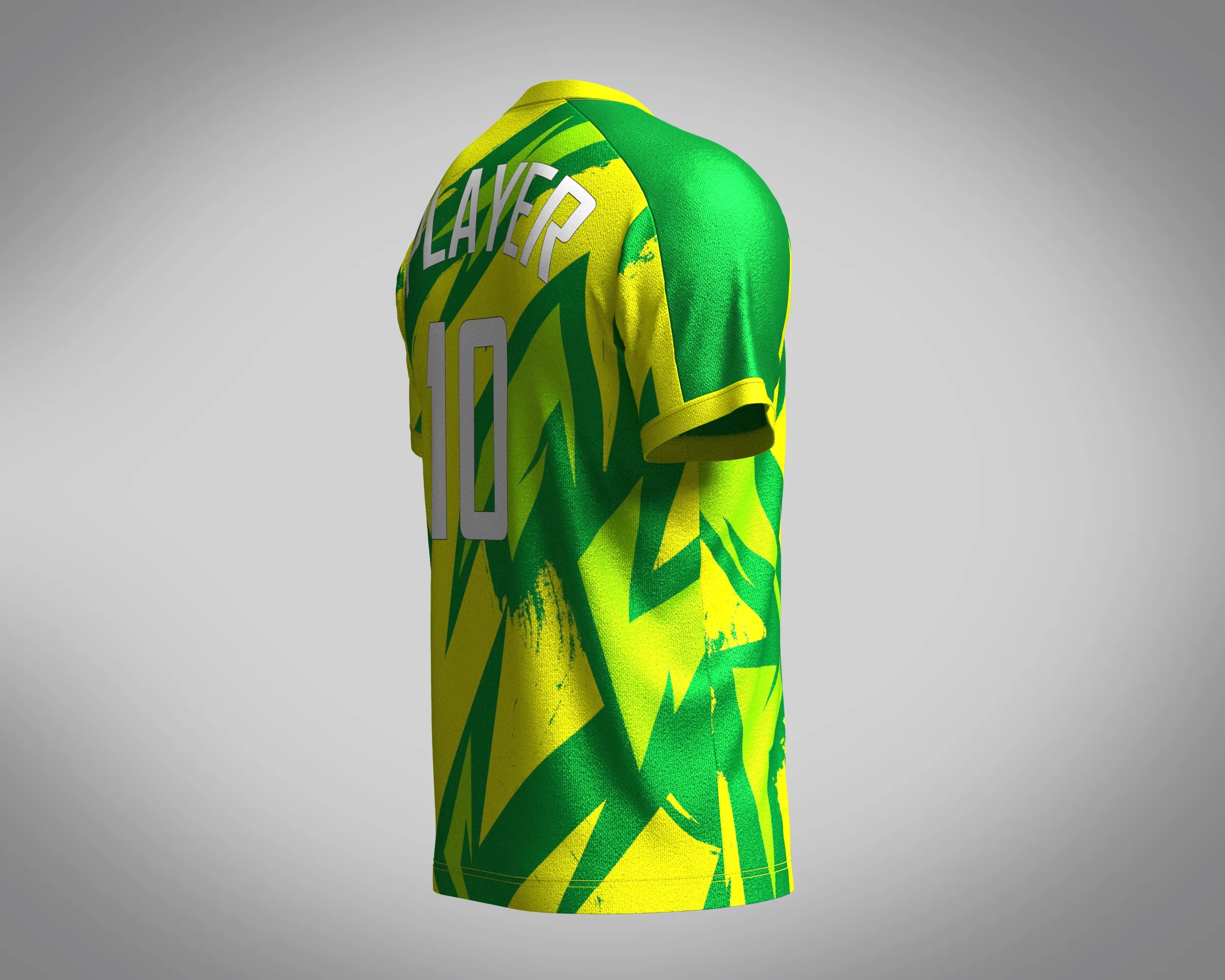 Mens Soccer Multi color Green and yellow Jersey Player-10 | Marvelous / Clo3d / obj / fbx