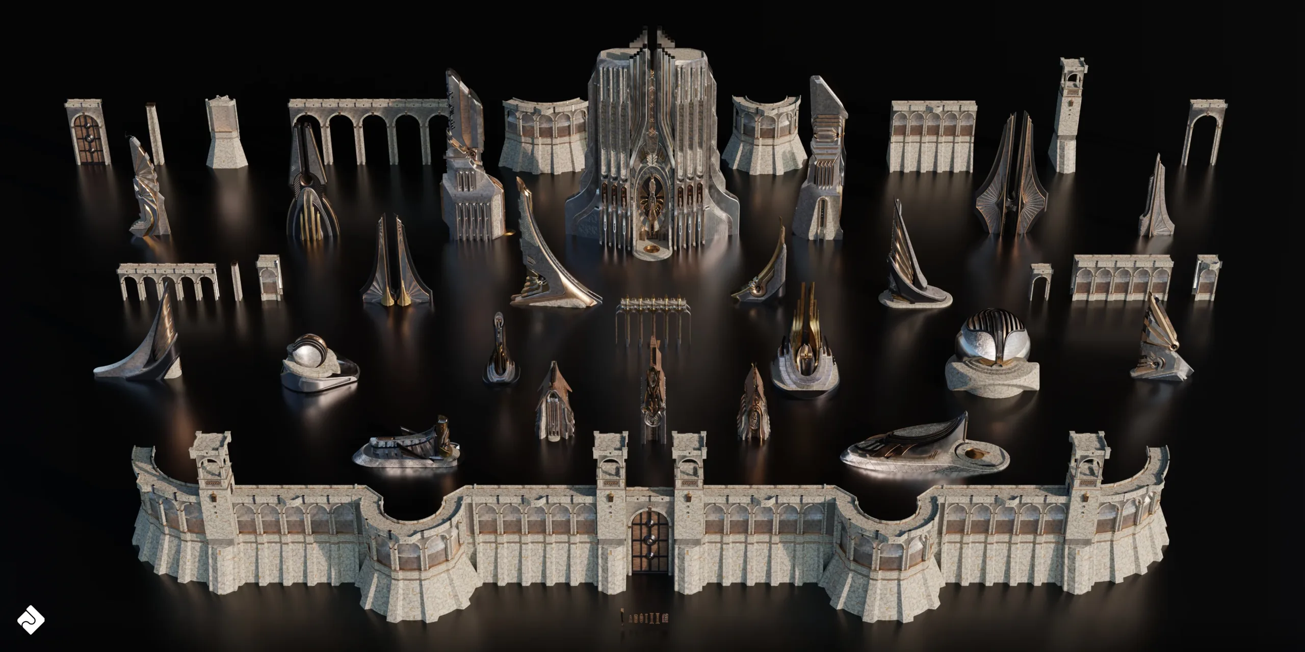 Neo Asgard - Nordic Fantasy Style Buildings And Environment Assets Blender 3D Kitbash Pack