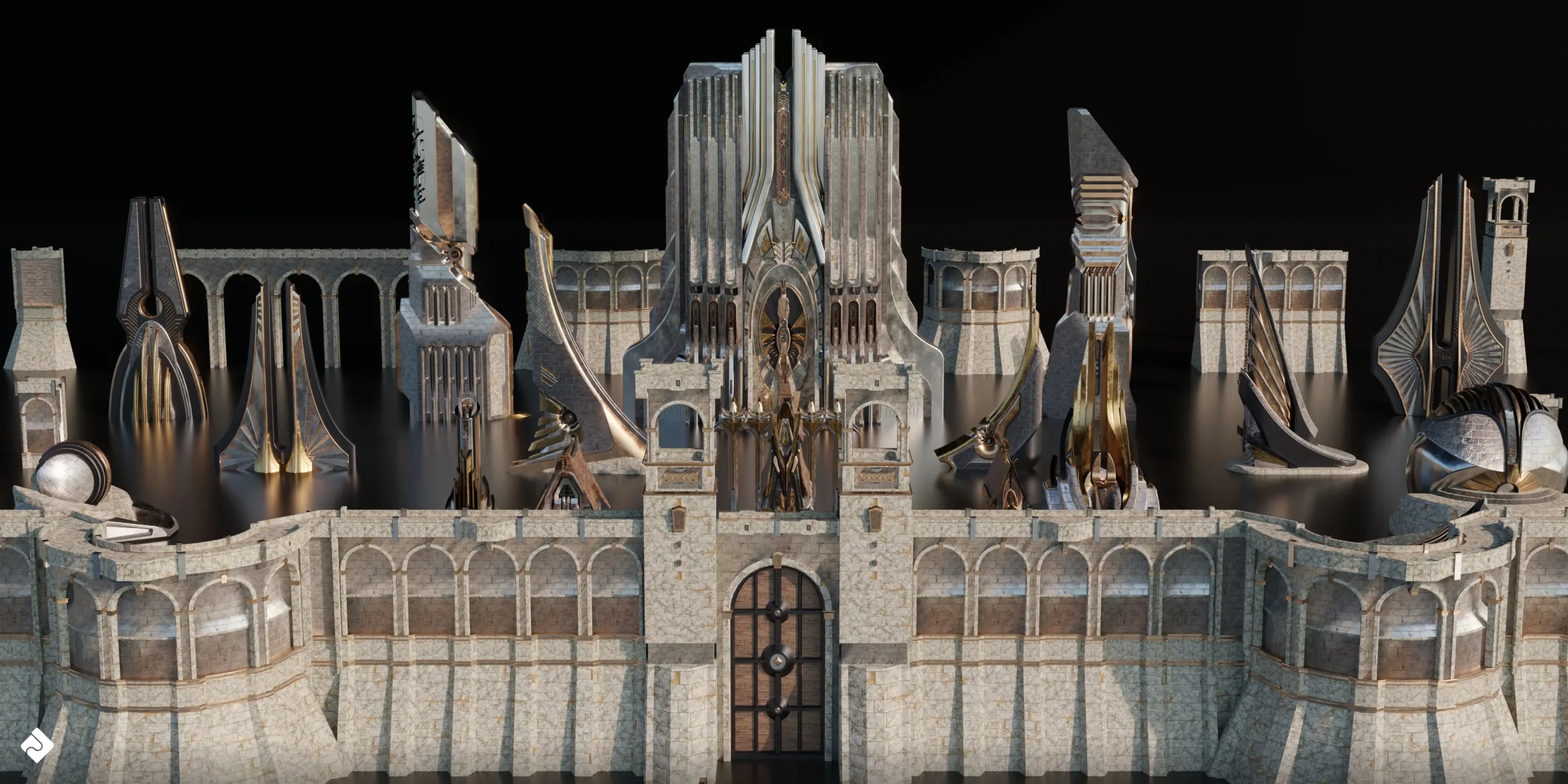 Neo Asgard - Nordic Fantasy Style Buildings And Environment Assets Blender 3D Kitbash Pack