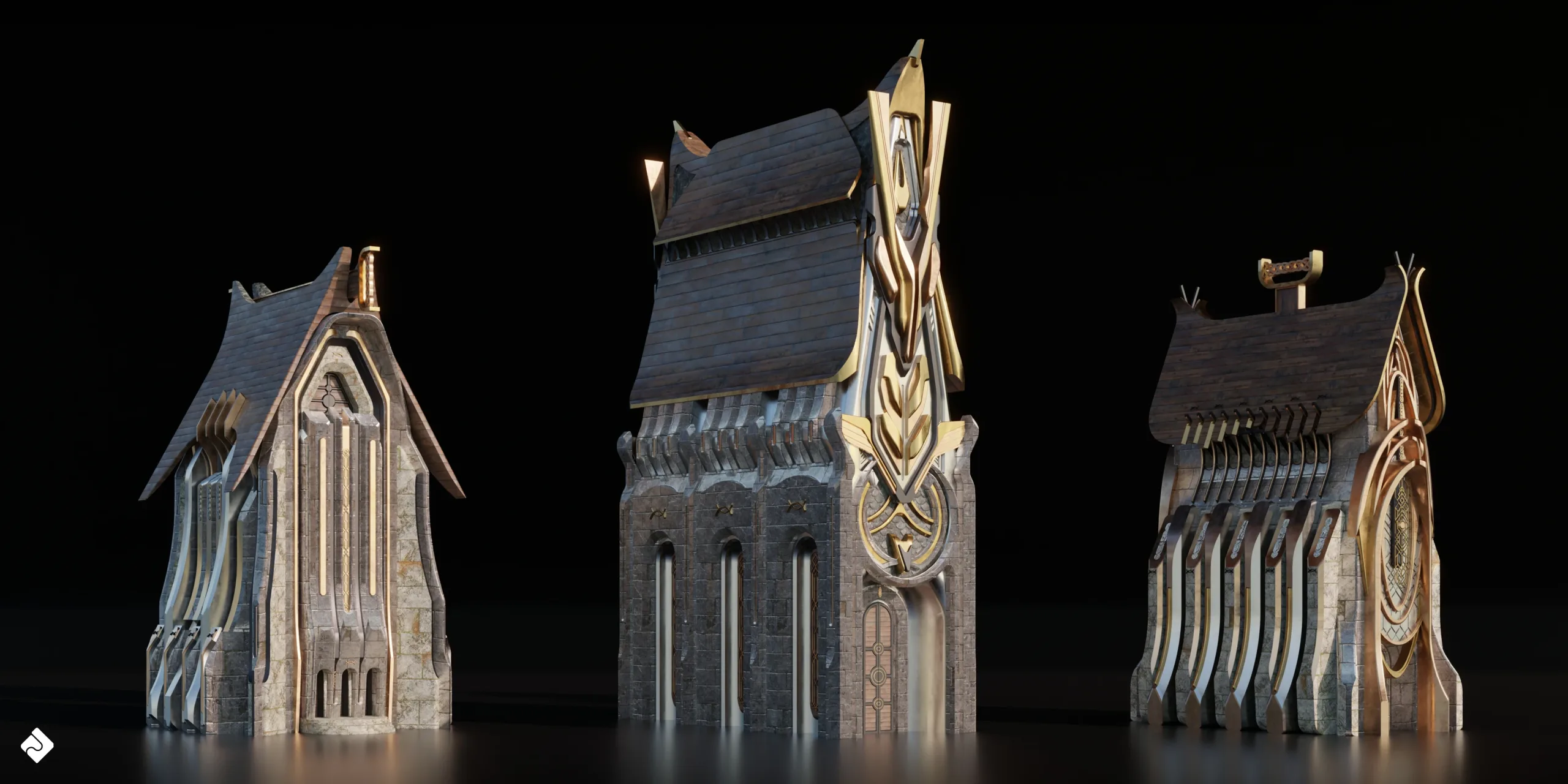 Neo Asgard - Nordic Fantasy Style Buildings And Environment Assets Blender 3D Kitbash Pack