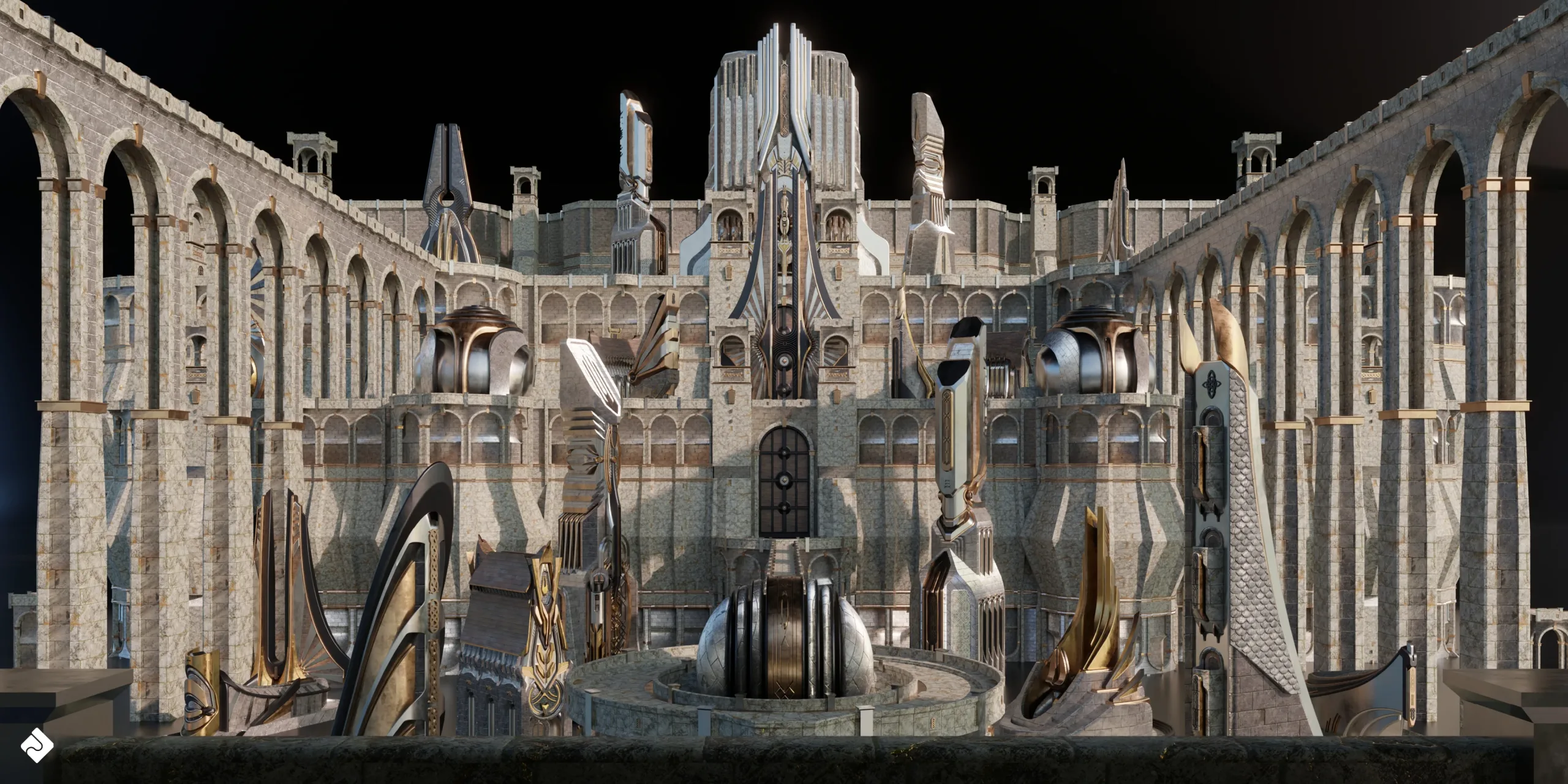 Neo Asgard - Nordic Fantasy Style Buildings And Environment Assets Blender 3D Kitbash Pack