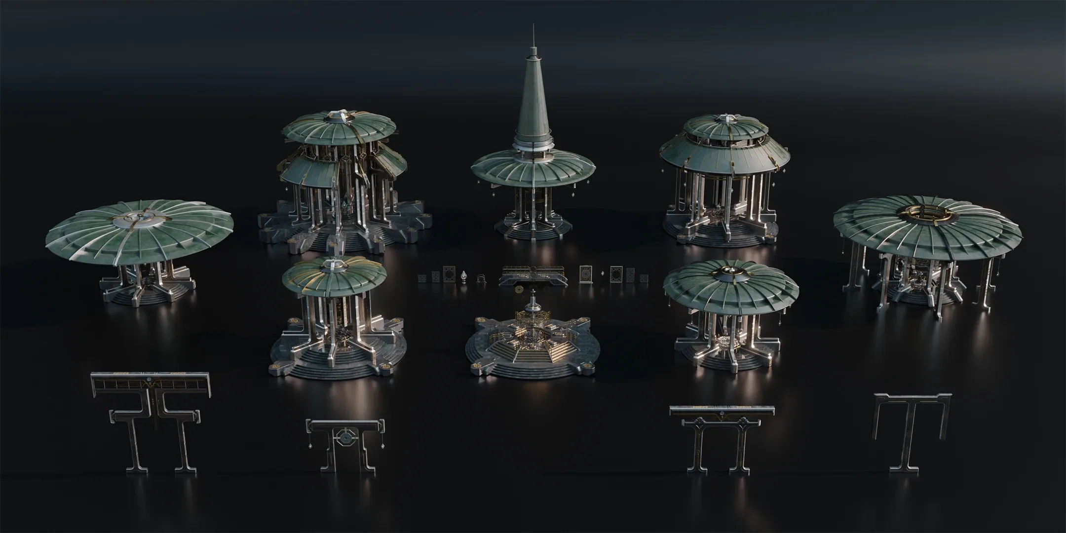 Sacred Temples - Asian Styled Buildings And Environment Assets Blender 3D Kitbash Pack