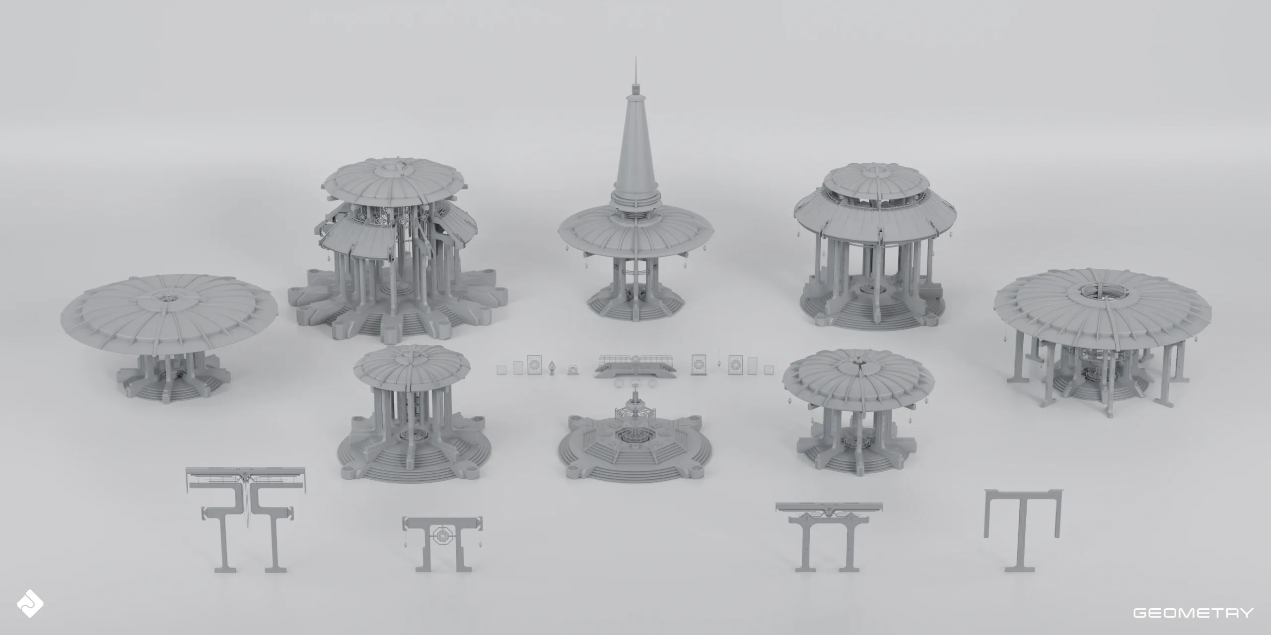 Sacred Temples - Asian Styled Buildings And Environment Assets Blender 3D Kitbash Pack