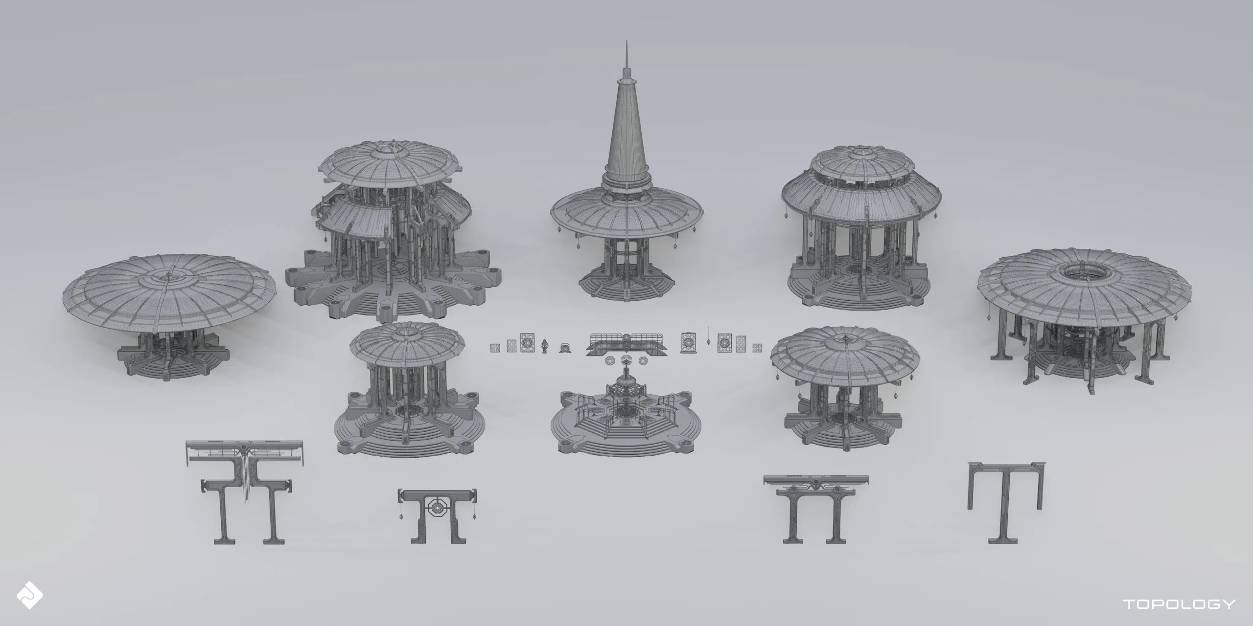 Sacred Temples - Asian Styled Buildings And Environment Assets Blender 3D Kitbash Pack