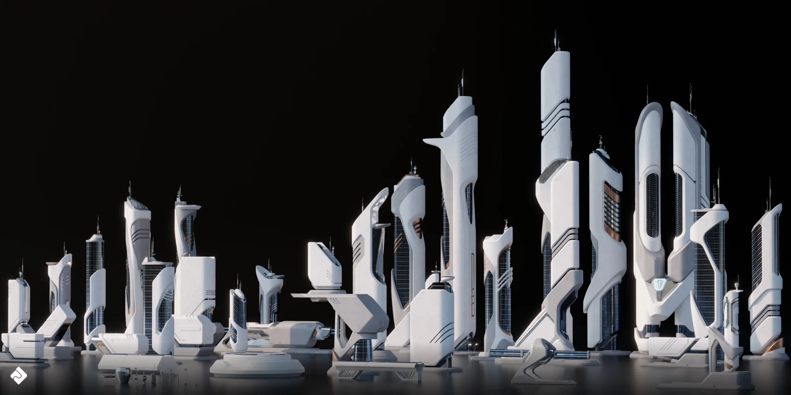 Future City - Futuristic Buildings & Environment Assets Blender 3D Kitbash Pack