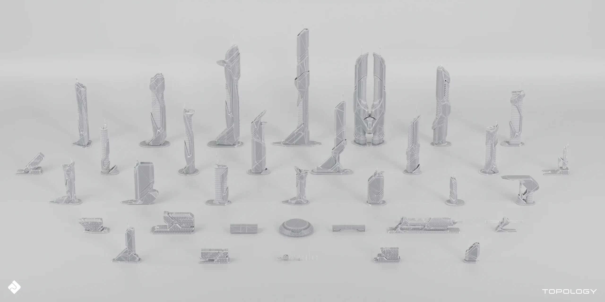Future City - Futuristic Buildings & Environment Assets Blender 3D Kitbash Pack
