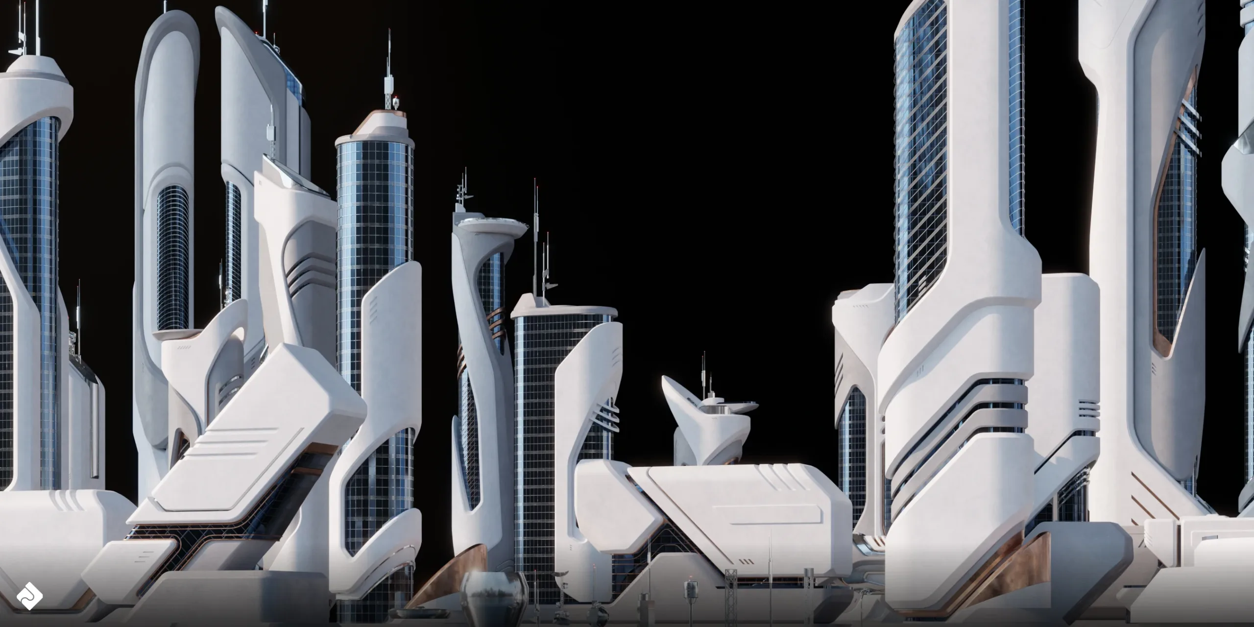 Future City - Futuristic Buildings & Environment Assets Blender 3D Kitbash Pack