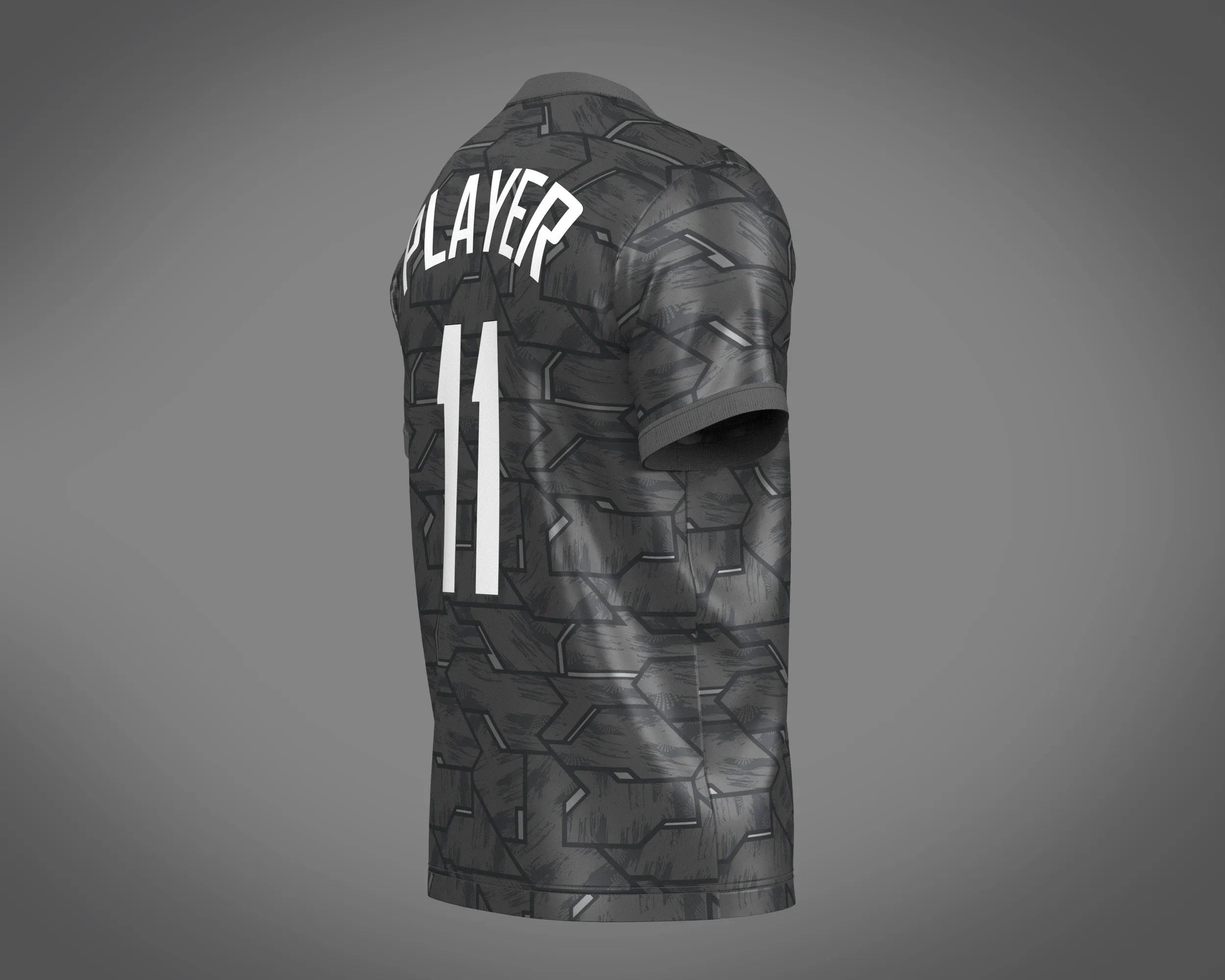 Soccer Football Black with Gray Jersey Player-11 | Marvelous / Clo3d / obj / fbx