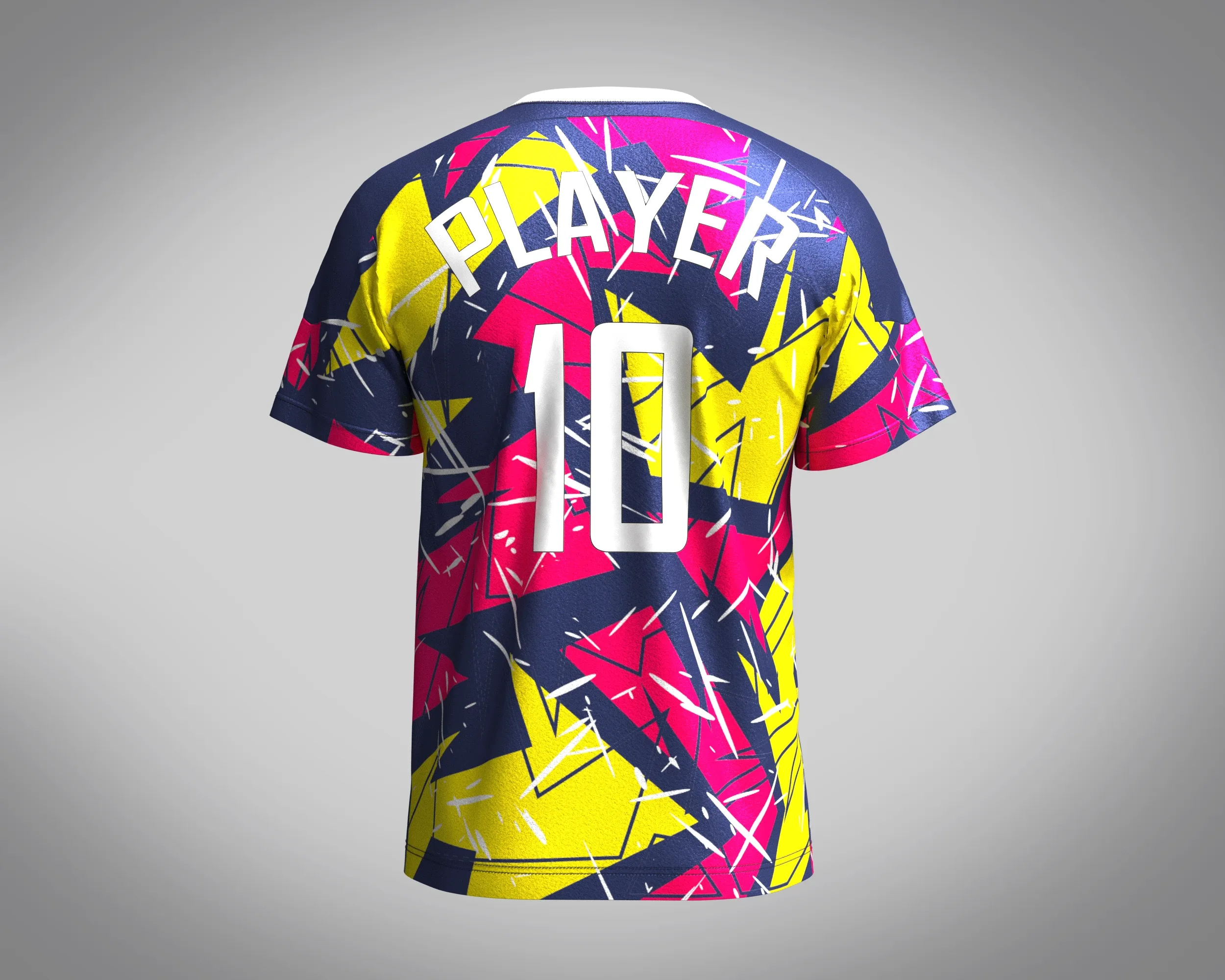 Soccer Hot pink with multi color Jersey Player-10 | Marvelous / Clo3d / obj / fbx