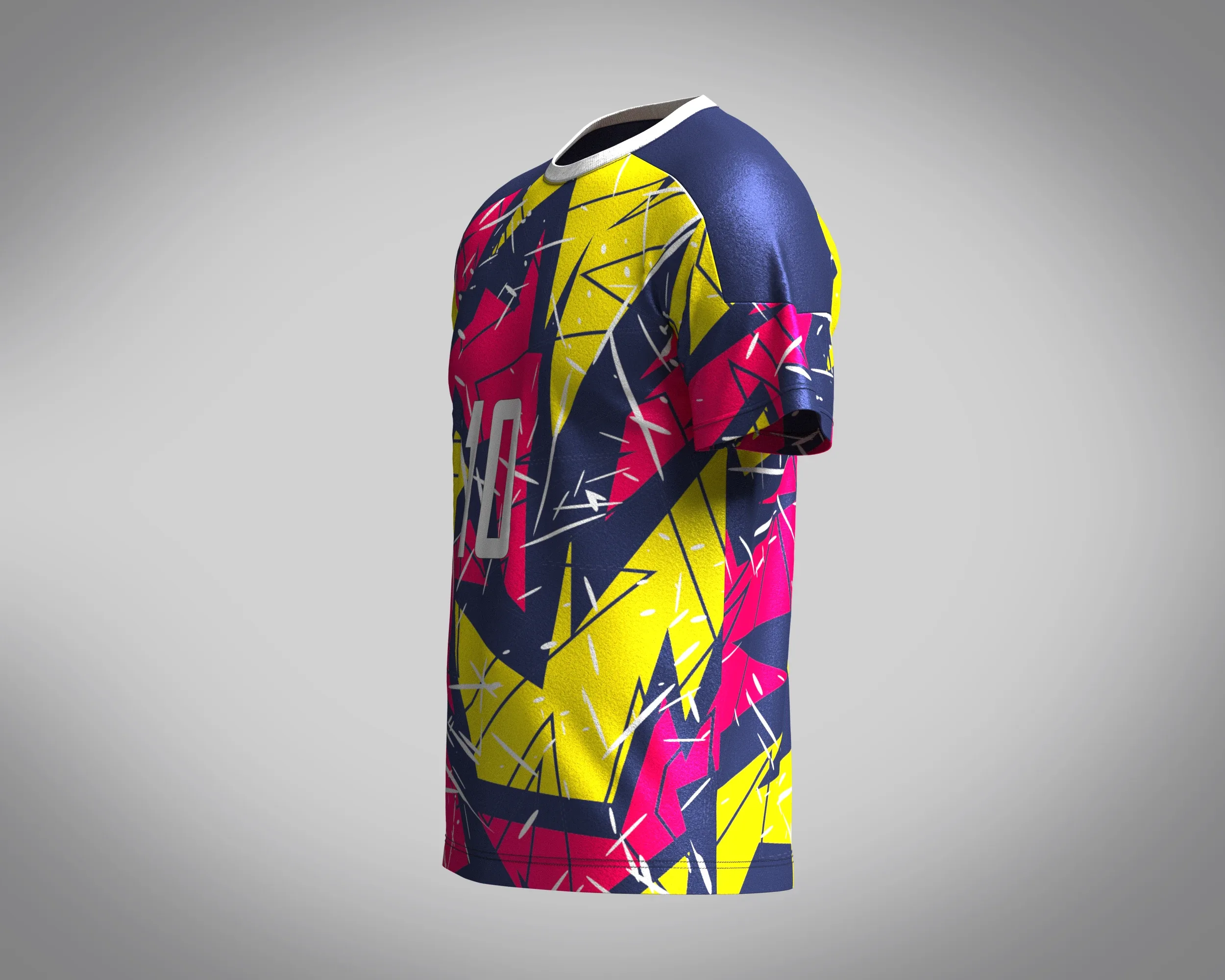 Soccer Hot pink with multi color Jersey Player-10 | Marvelous / Clo3d / obj / fbx