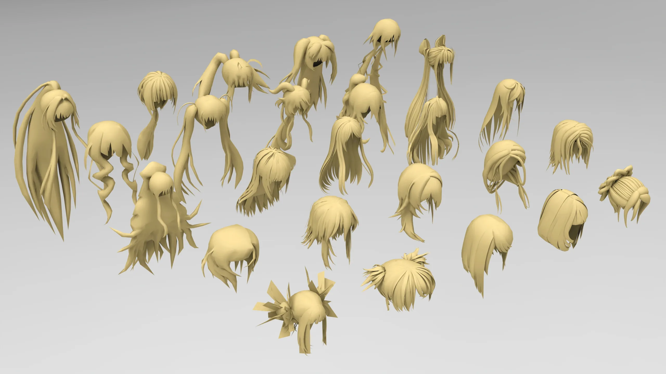 25 female anime hair pack 2