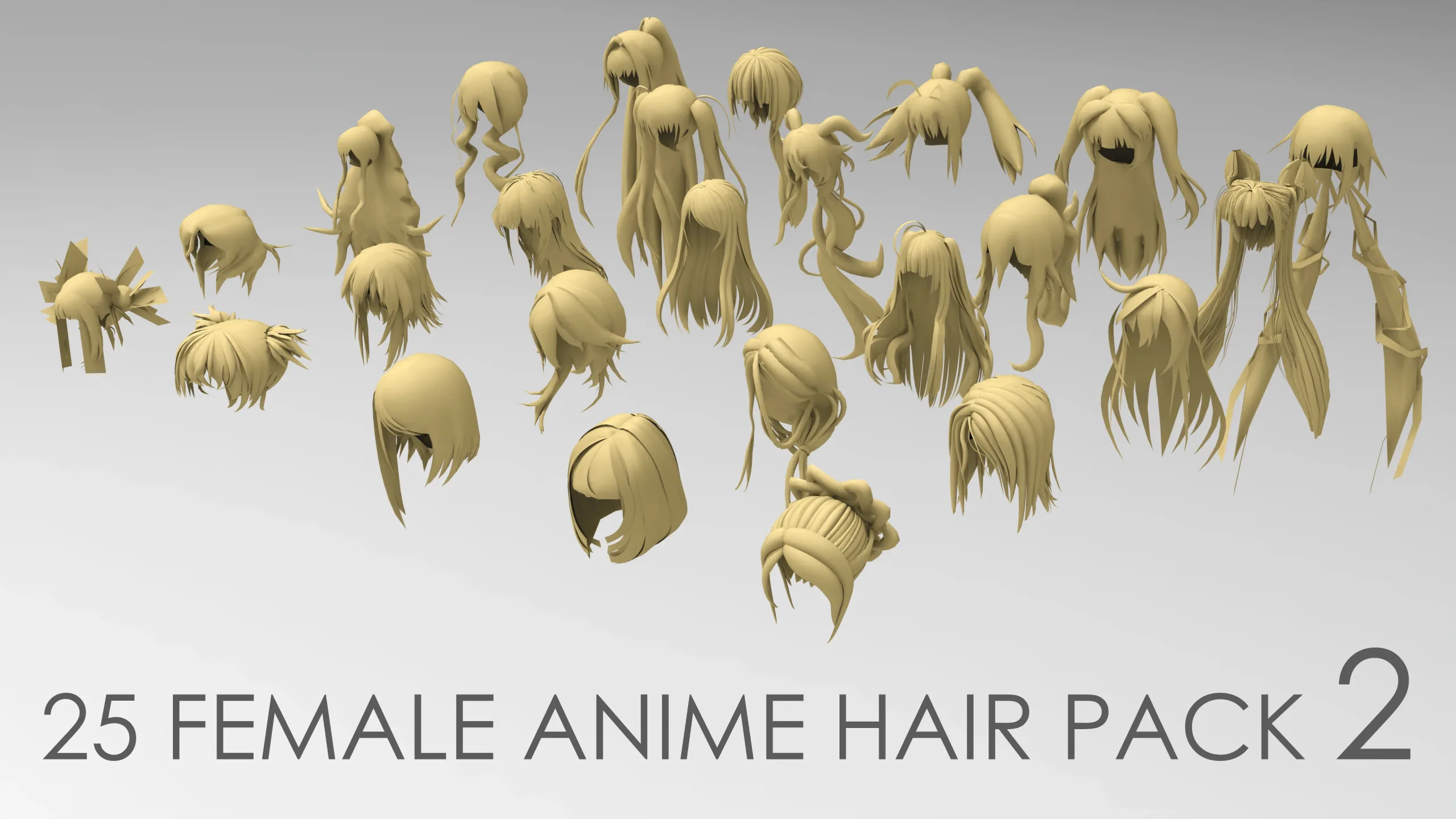 25 female anime hair pack 2