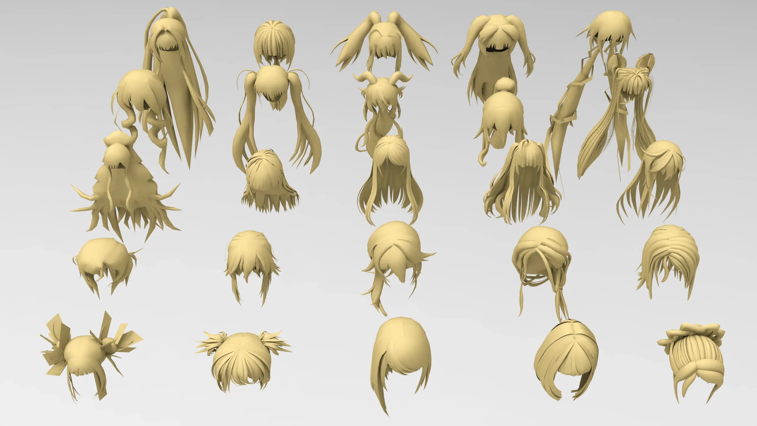 25 female anime hair pack 2