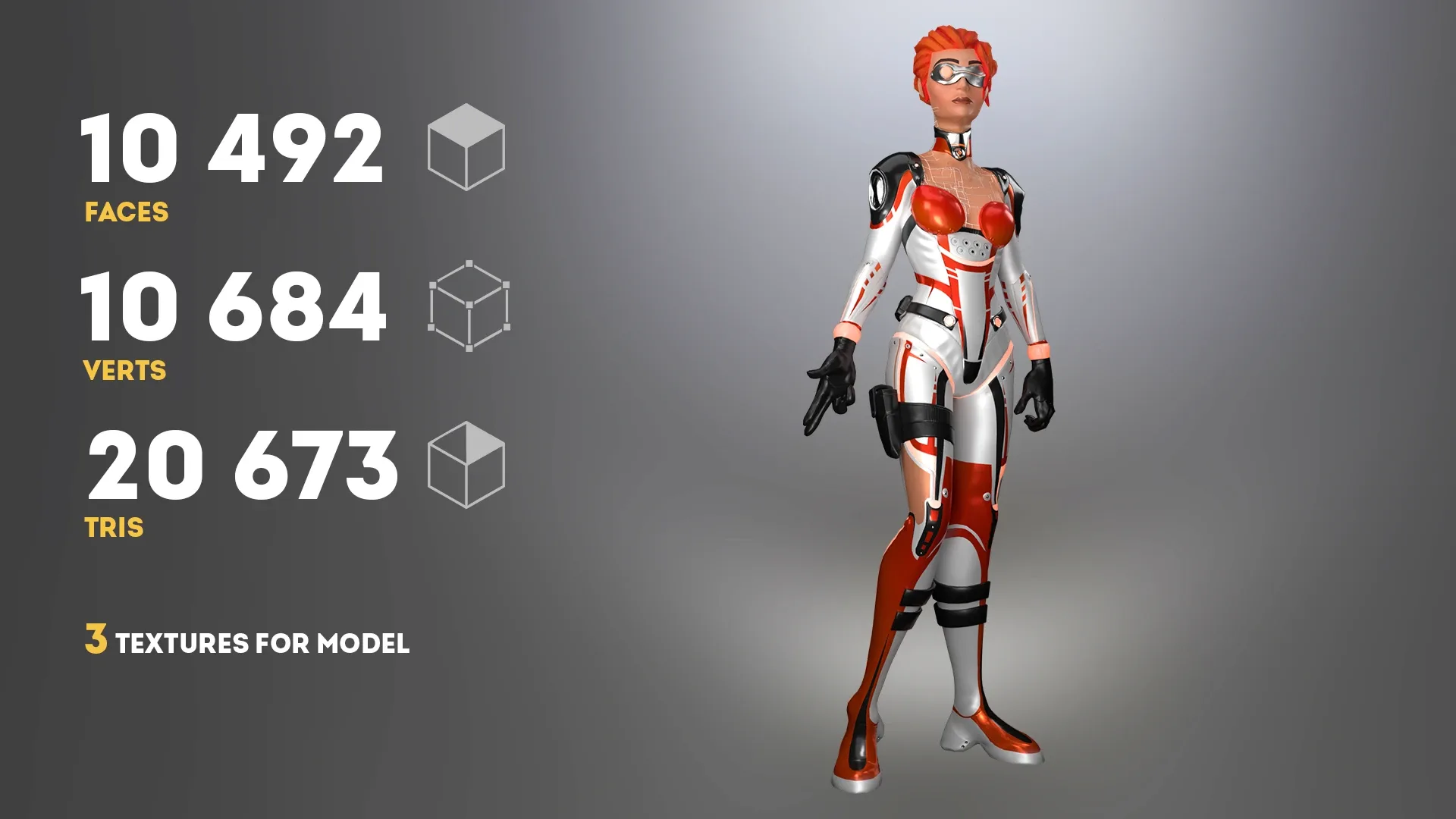 ANIMATED LOW POLY GAME READY SCI Fi GIRL CHARACTER