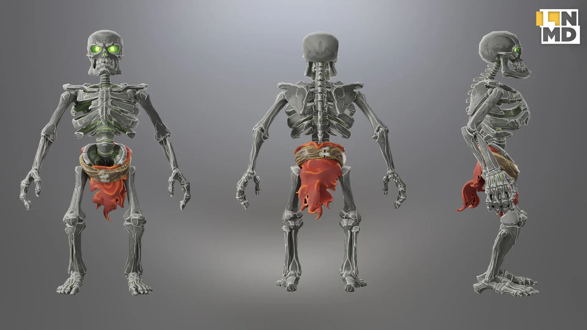 Low Poly Game Ready Skeleton character with 24 animations