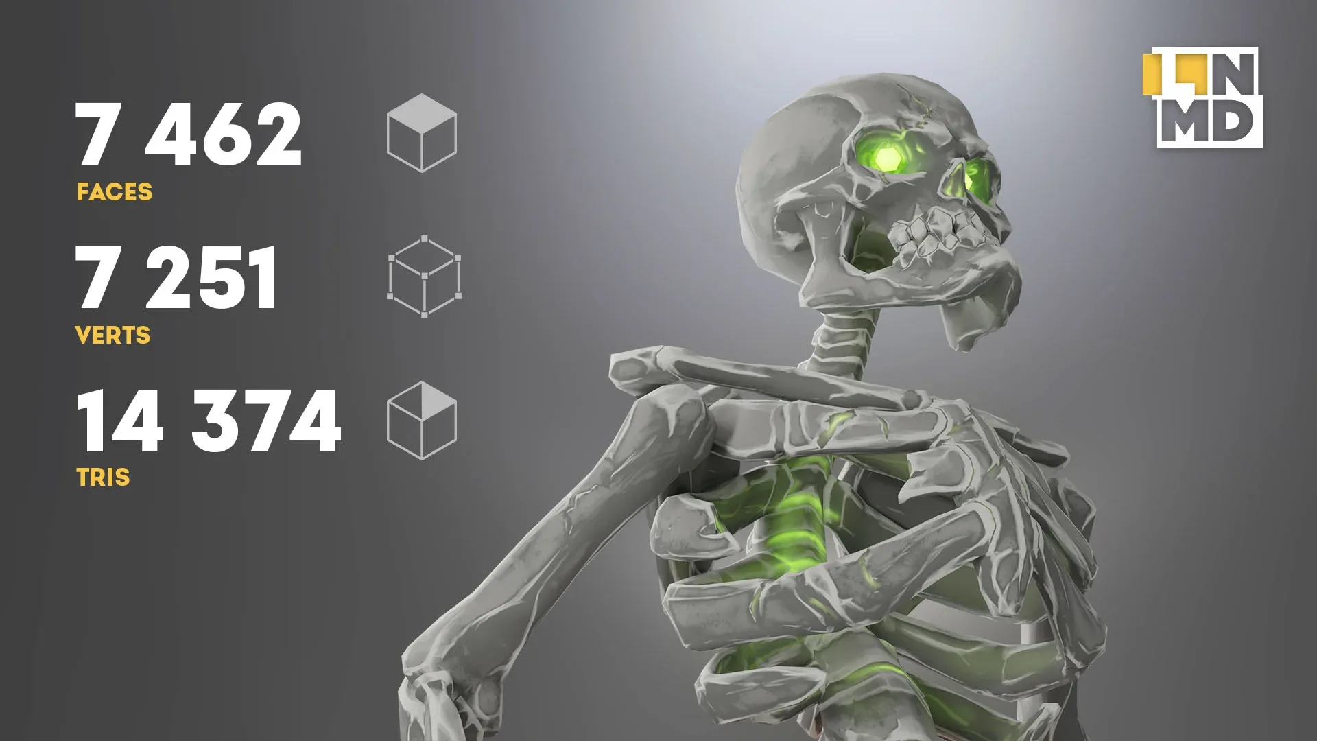 Low Poly Game Ready Skeleton character with 24 animations