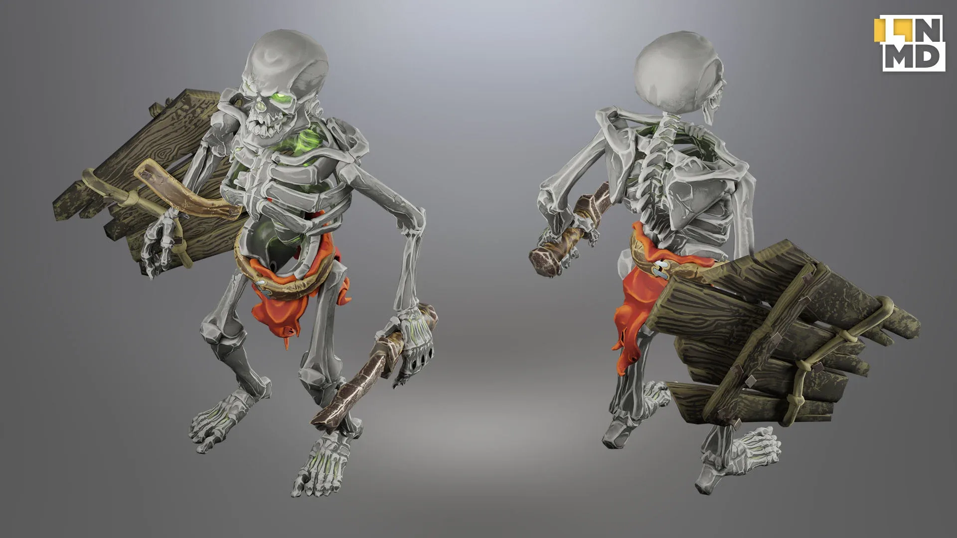 Low Poly Game Ready Skeleton character with 24 animations