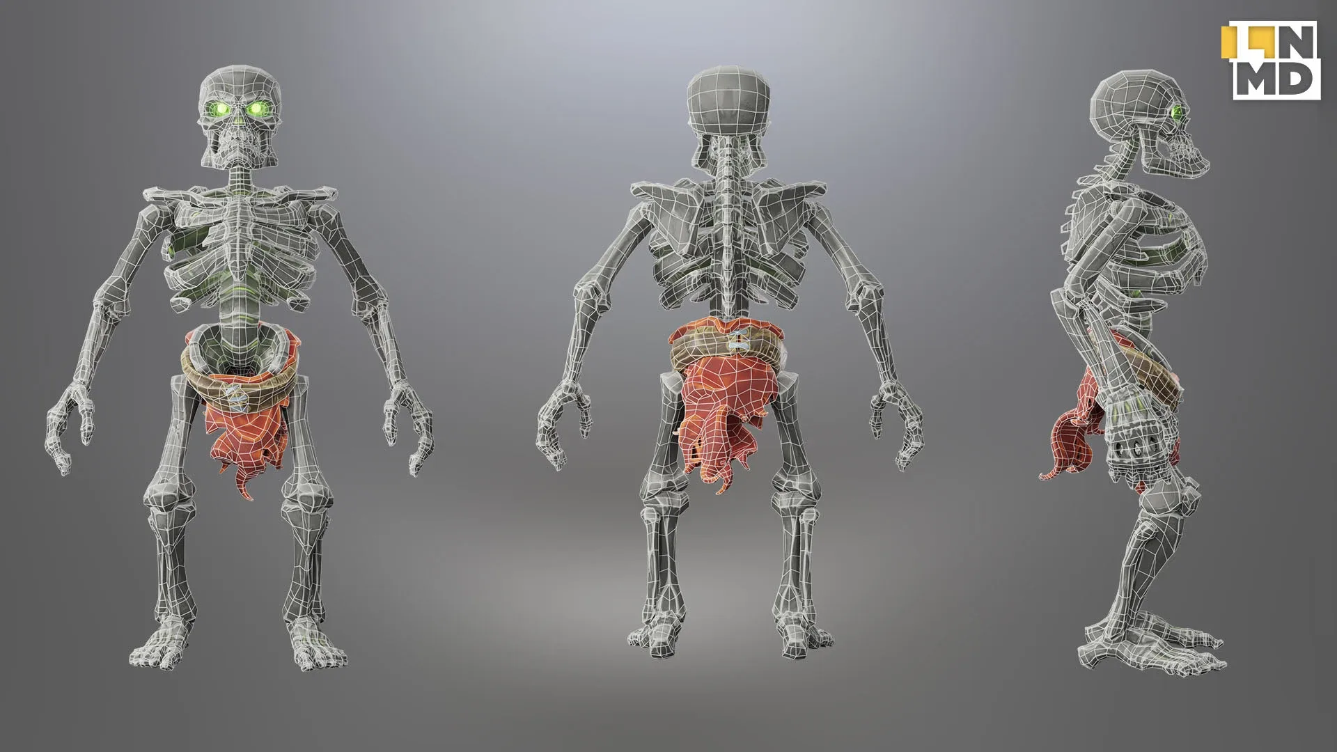 Low Poly Game Ready Skeleton character with 24 animations