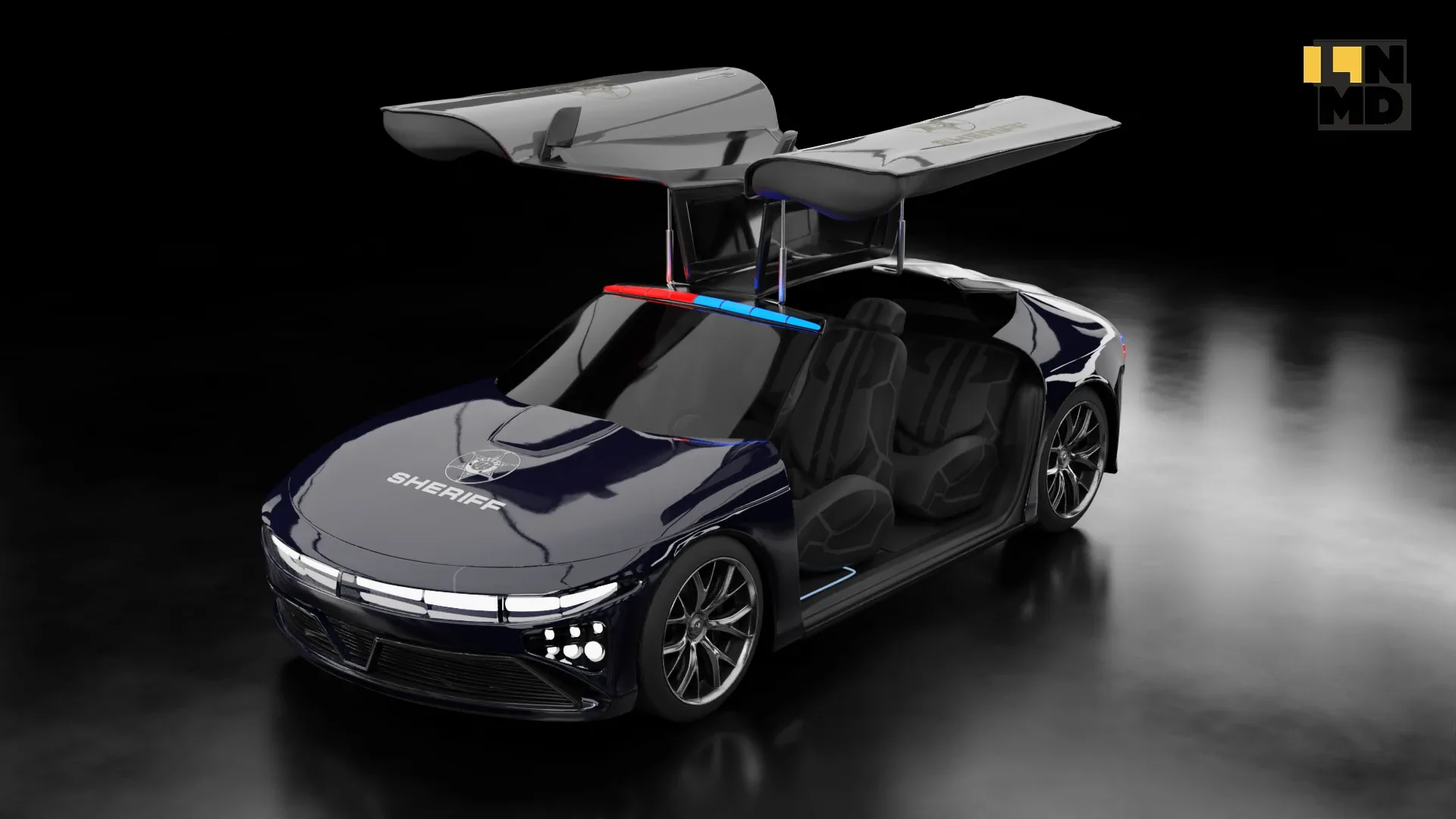 Generic Futuristic police and taxi supercar with gullwing doors