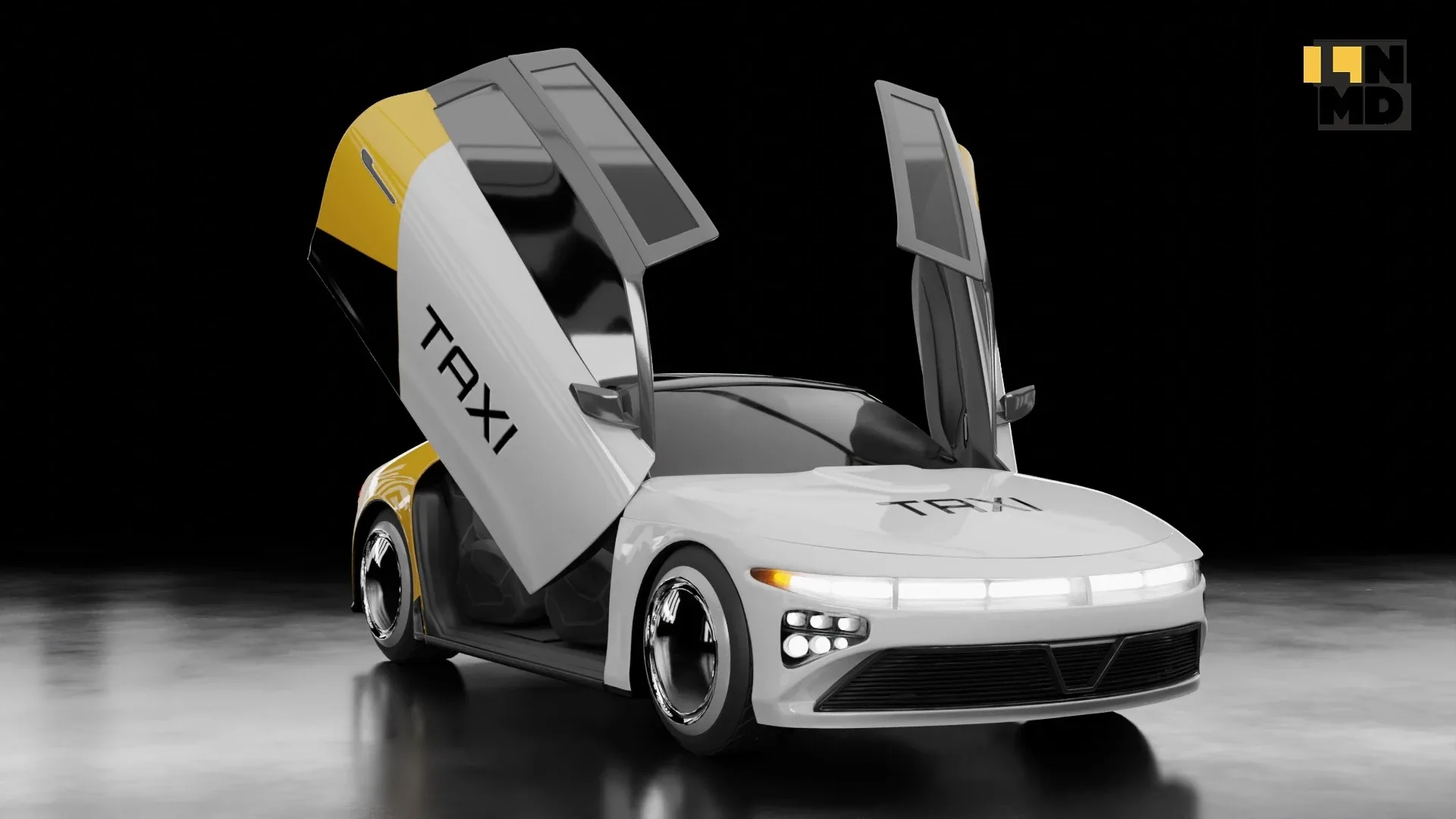 Generic Futuristic Vehicle Police Taxi Car with butterfly doors