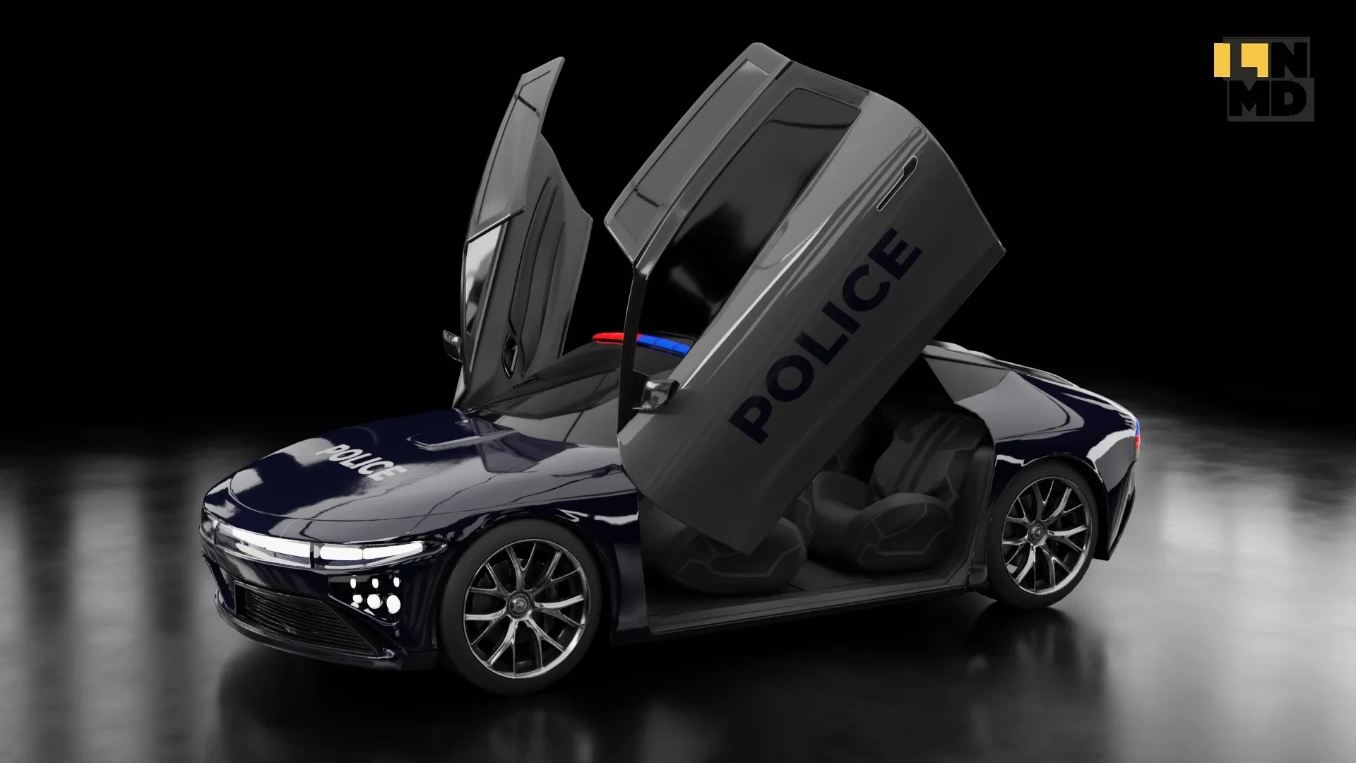 Generic Futuristic Vehicle Police Taxi Car with butterfly doors