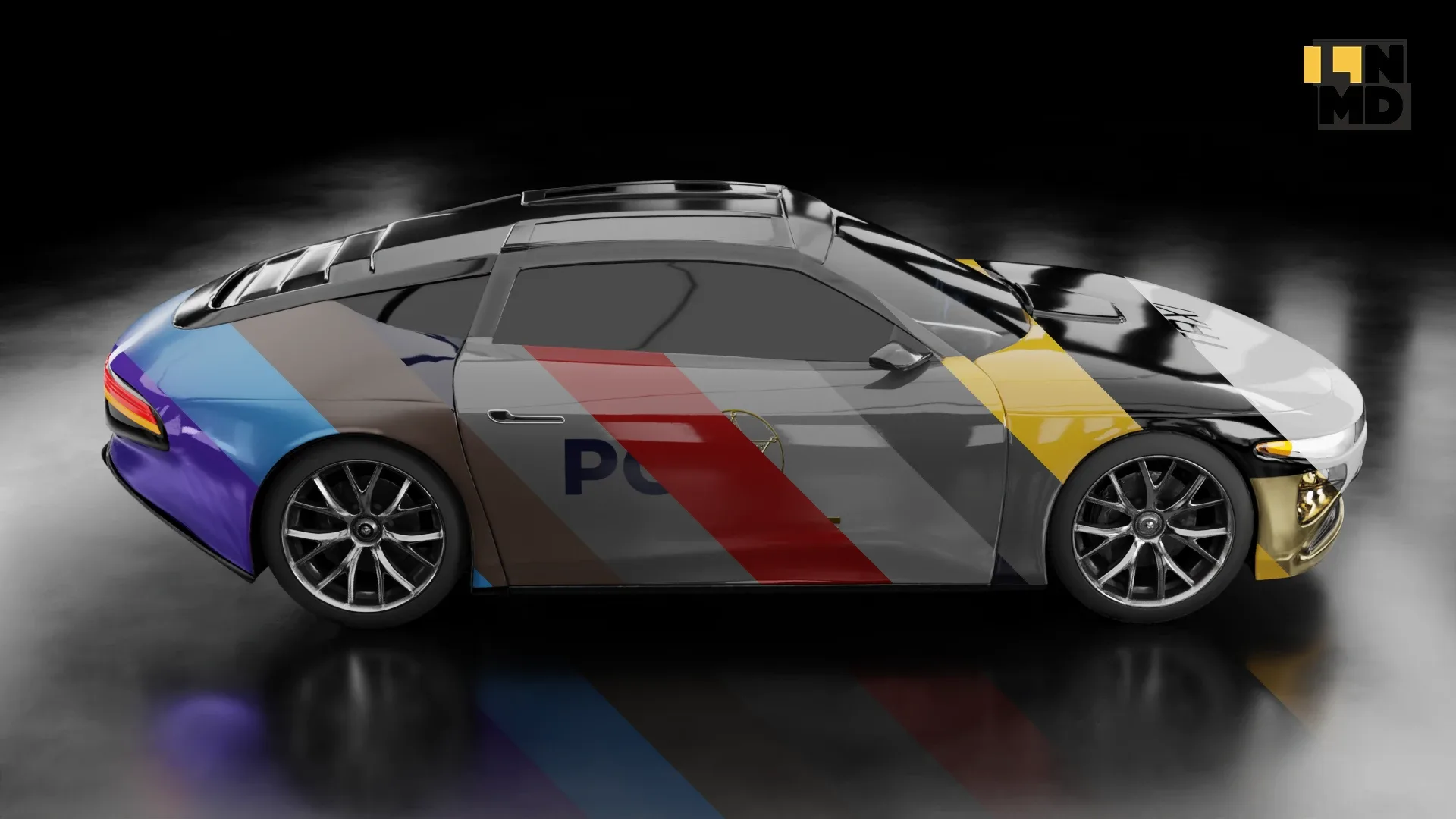 Generic Futuristic Concept Car with Taxi and Police texture