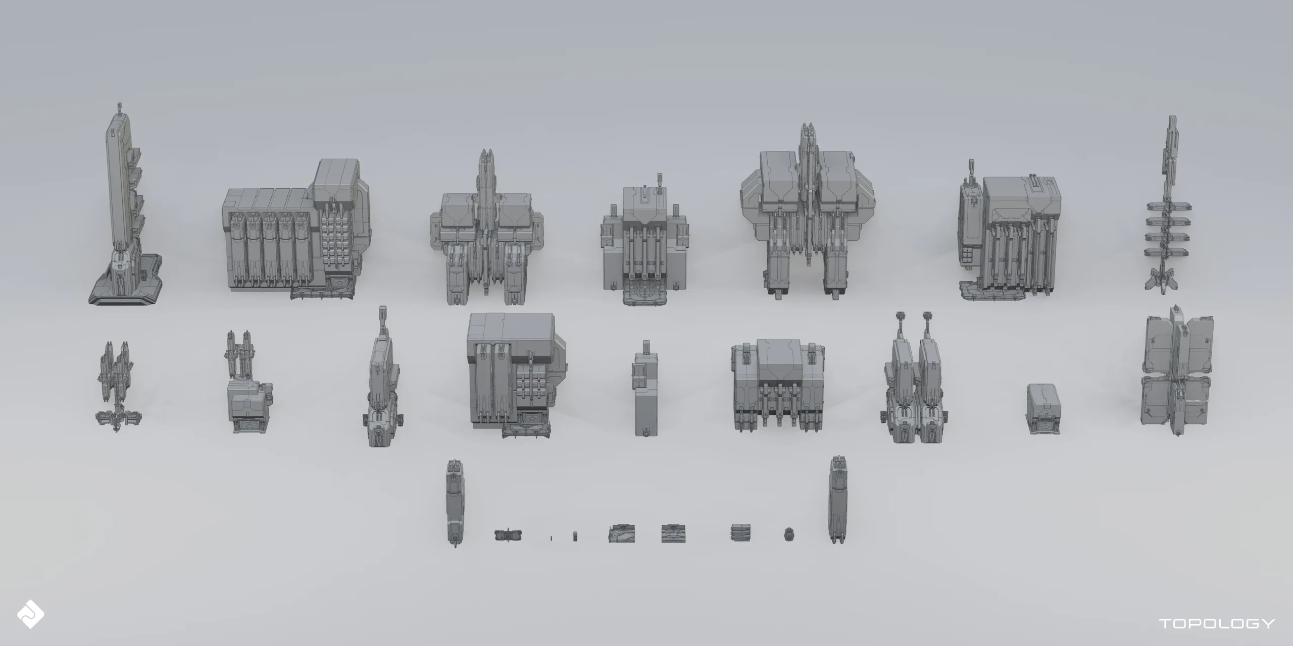 Space Base - Sci Fi Modules, Buildings And Environment Assets Blender 3D Kitbash Pack