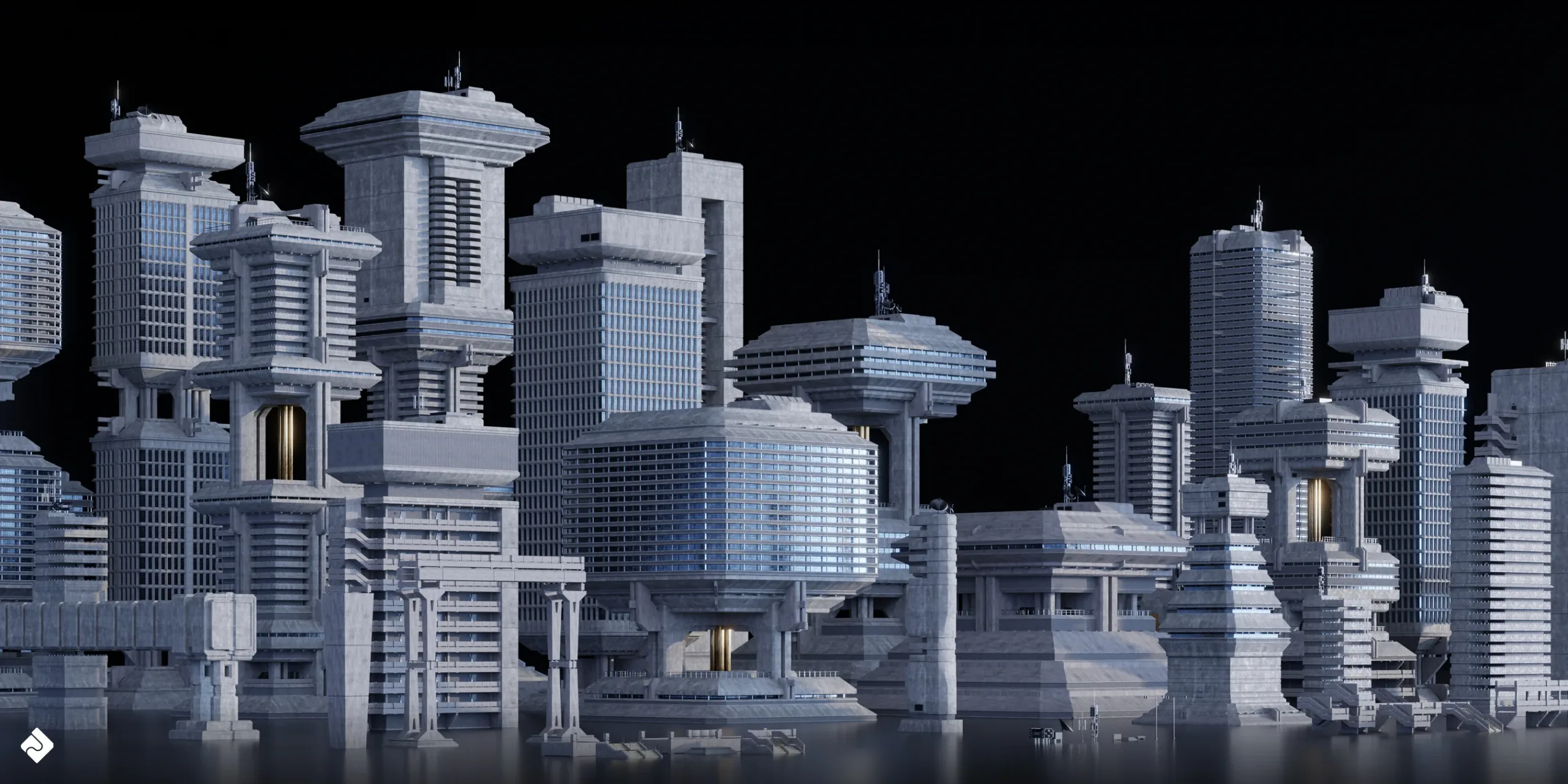 Brutalist Dystopia - Concrete Buildings & Modular Environment Assets Blender 3D Kitbash Pack