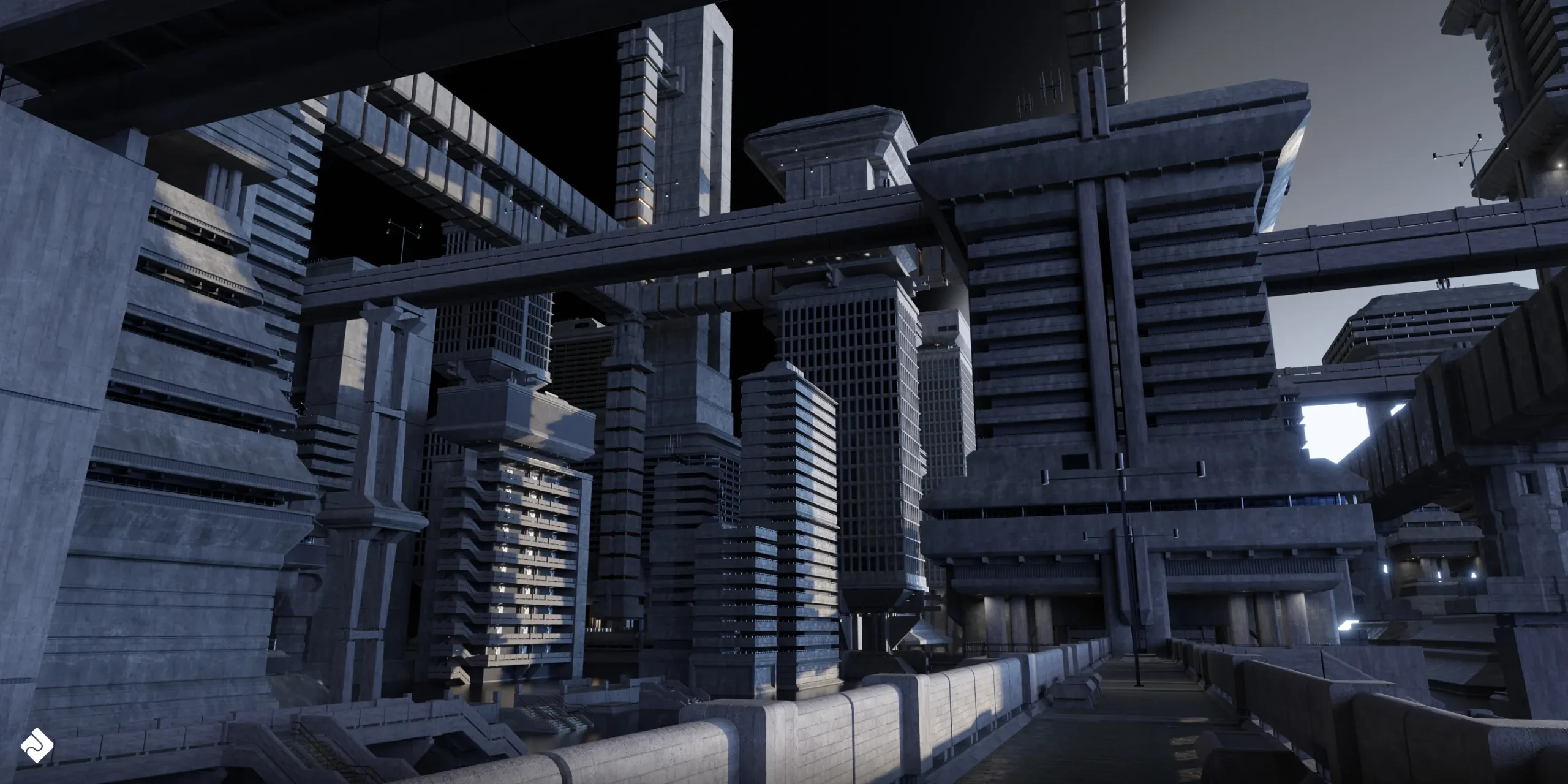 Brutalist Dystopia - Concrete Buildings & Modular Environment Assets Blender 3D Kitbash Pack