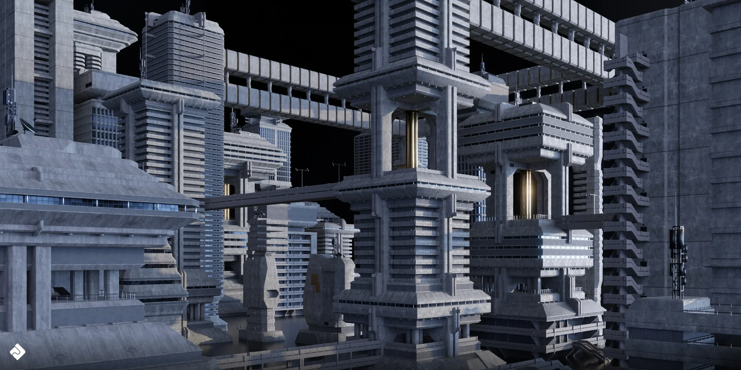 Brutalist Dystopia - Concrete Buildings & Modular Environment Assets Blender 3D Kitbash Pack
