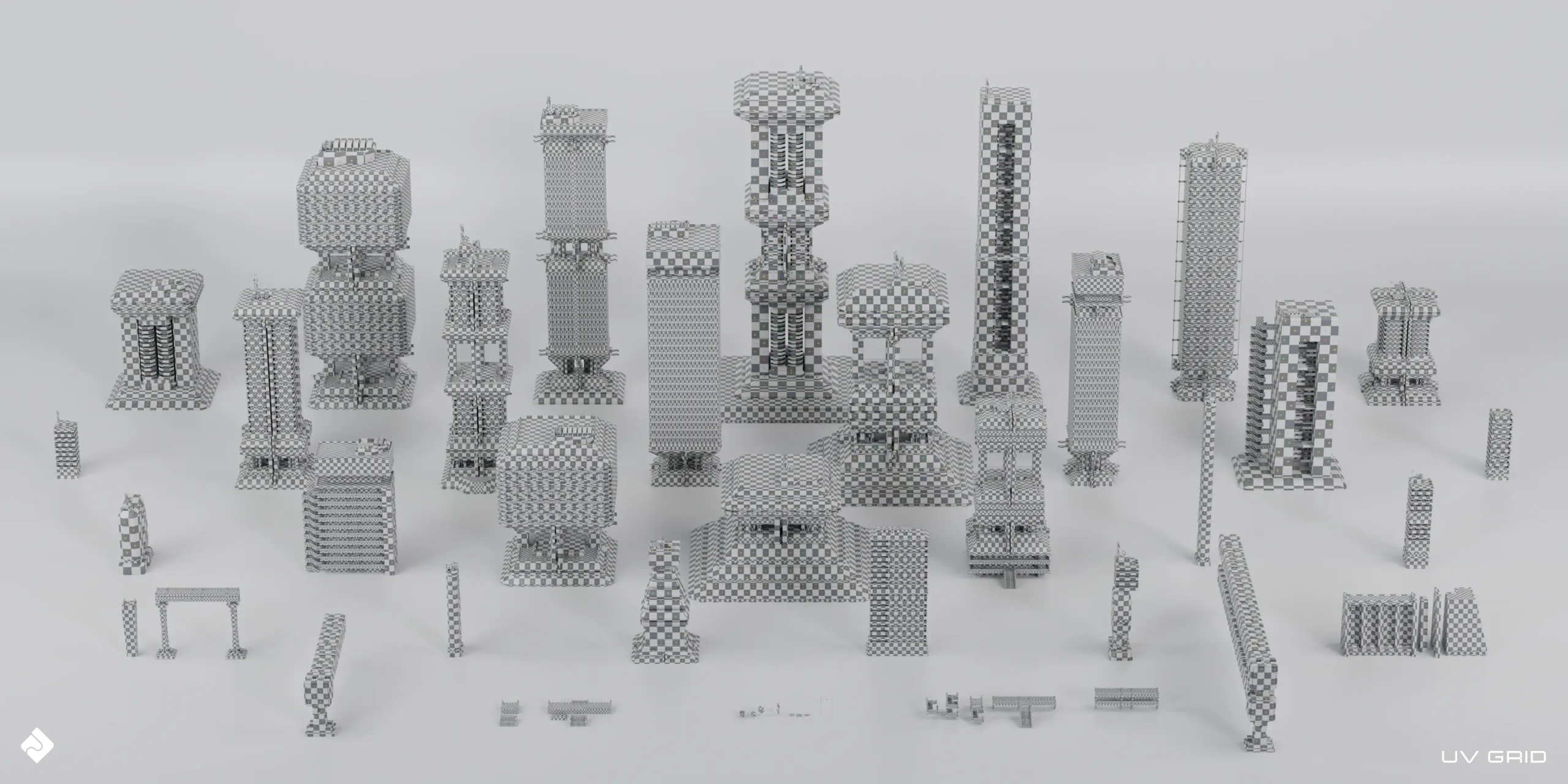 Brutalist Dystopia - Concrete Buildings & Modular Environment Assets Blender 3D Kitbash Pack