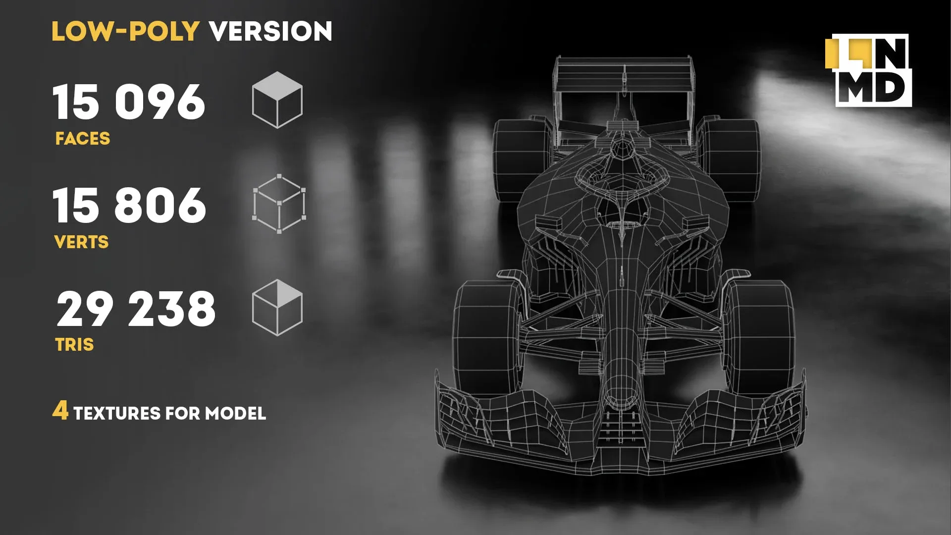 Low Poly and Mid Poly Formula 1 Generic Racing Car 02