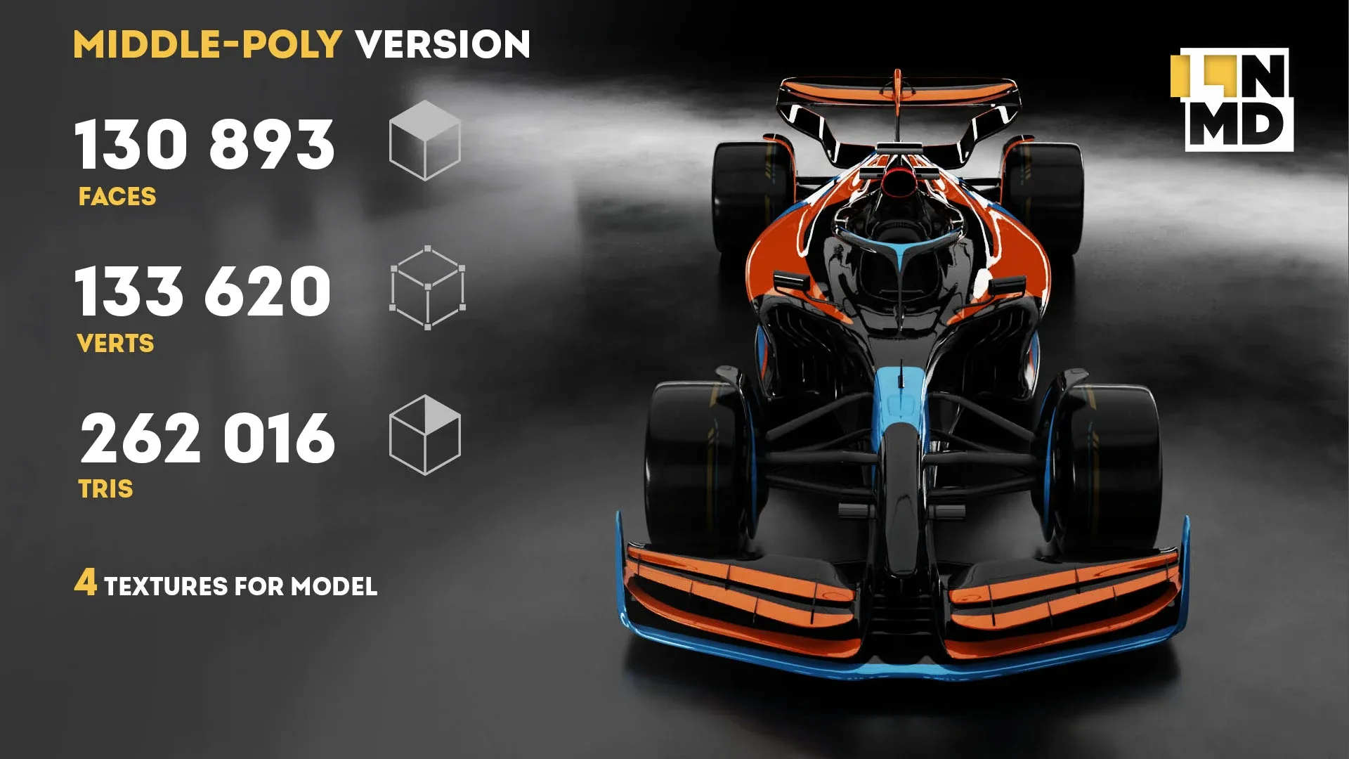 Low Poly and Mid Poly Formula 1 Generic Racing Car 03