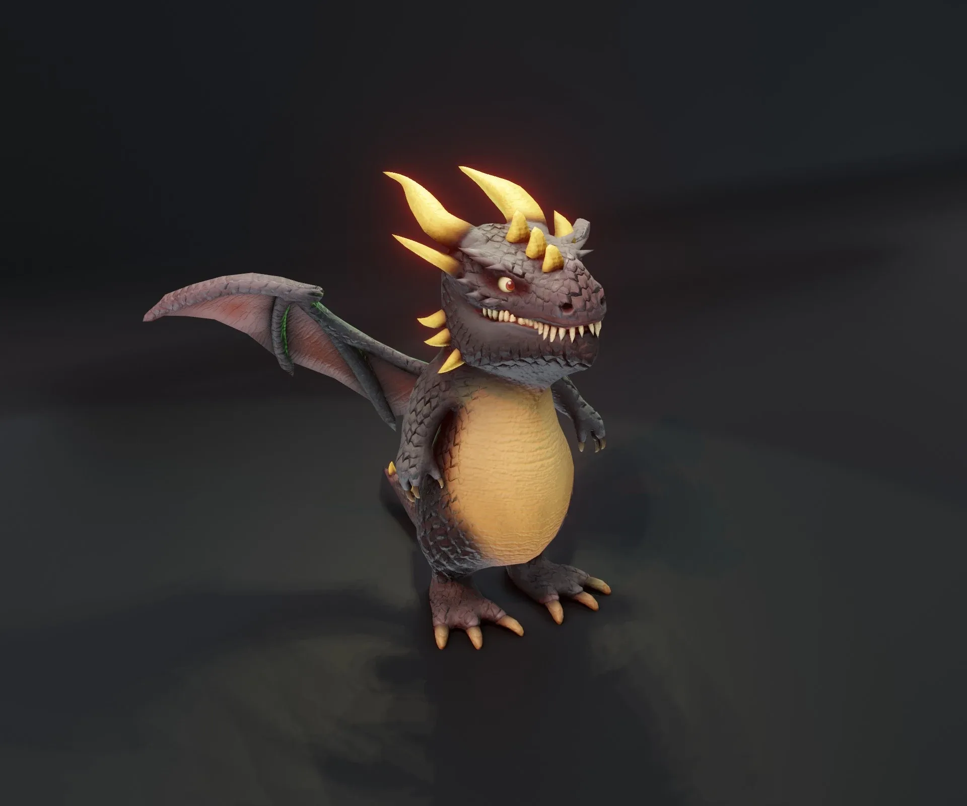 Cartoon Black Dragon Rigged 3D Model