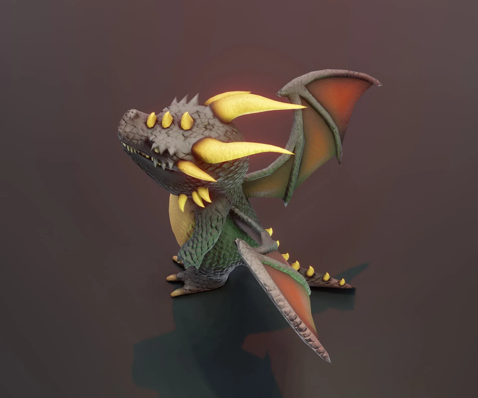 Cartoon Black Dragon Rigged 3D Model