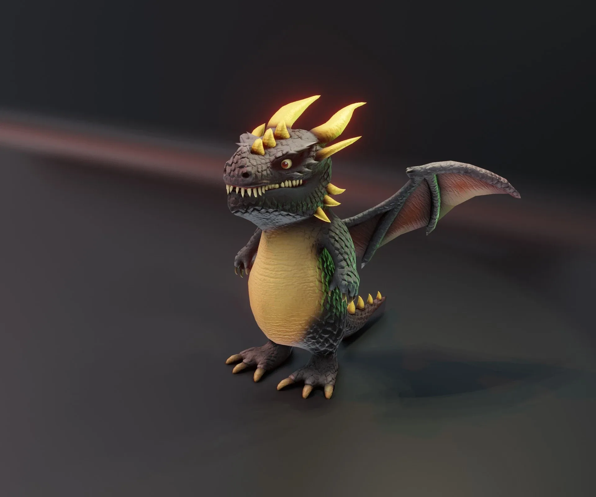 Cartoon Black Dragon Rigged 3D Model