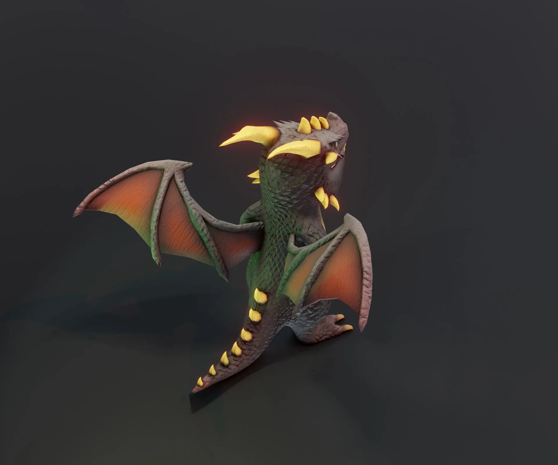 Cartoon Black Dragon Rigged 3D Model