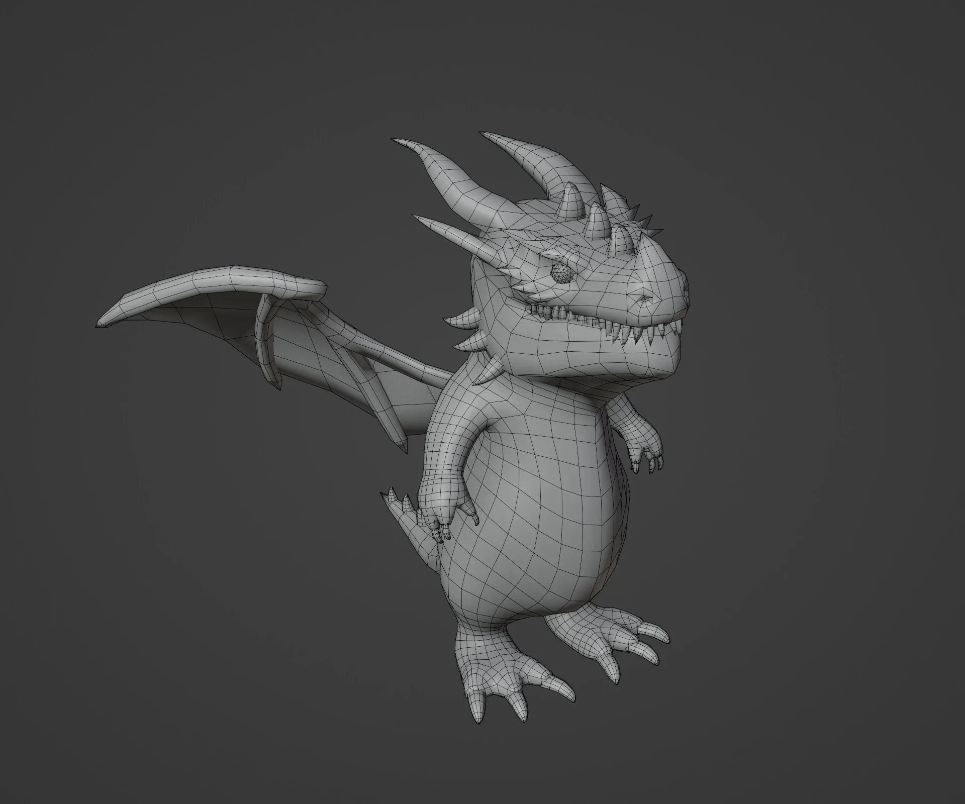 Cartoon Black Dragon Rigged 3D Model