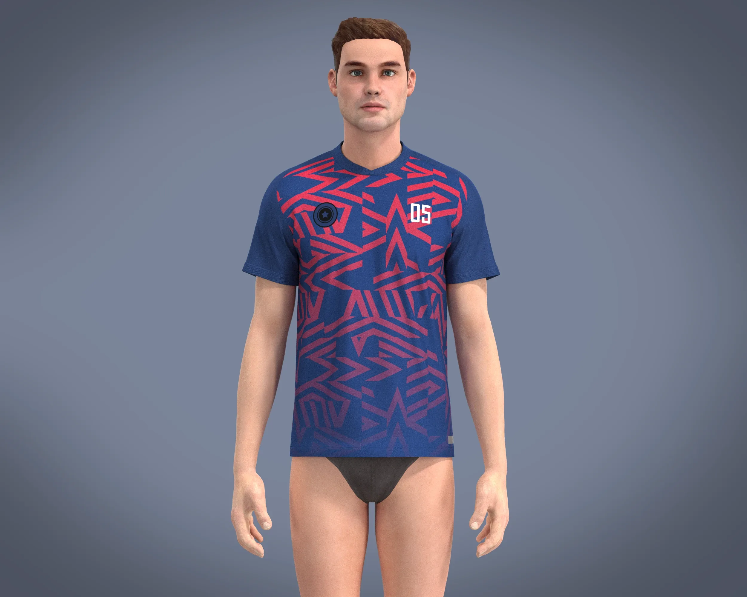 Soccer Blue jersey Player 05 | Marvelous / Clo3d / obj / fbx