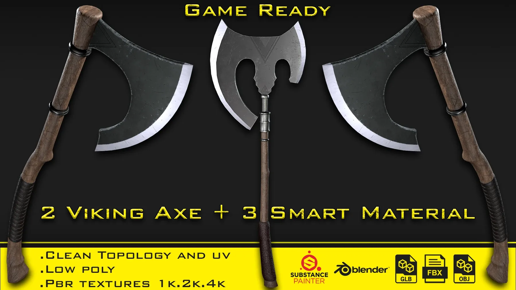 2 Axe + 3 Smart material - (Game ready)