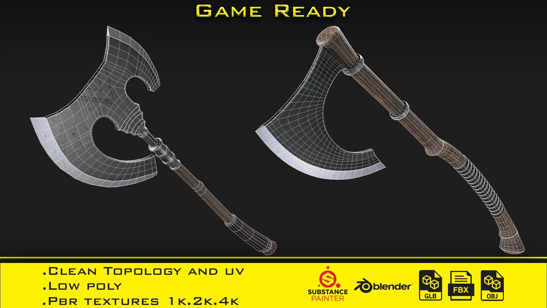 2 Axe + 3 Smart material - (Game ready)