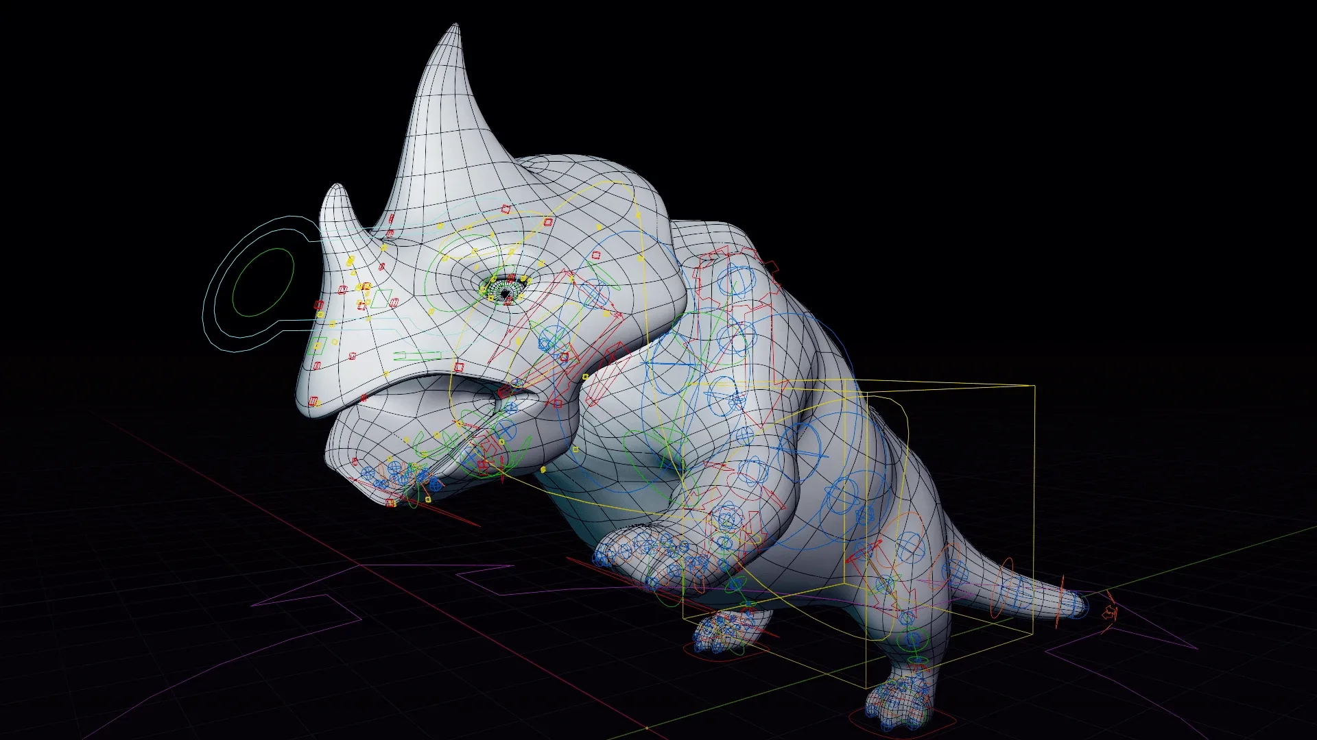 Triceratops cartoon Rigged Monster Ride Low-poly 3D model