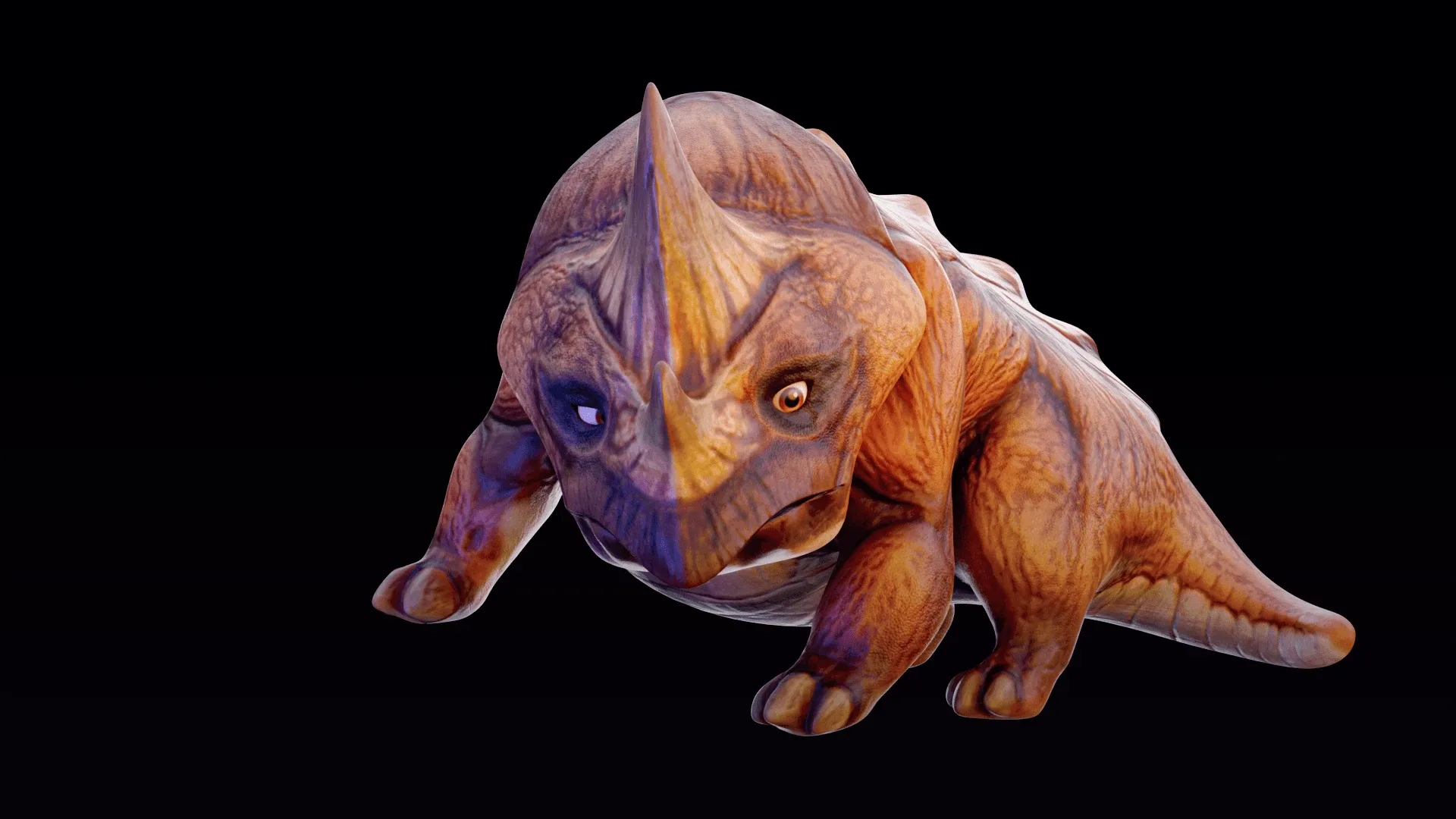 Triceratops cartoon Rigged Monster Ride Low-poly 3D model